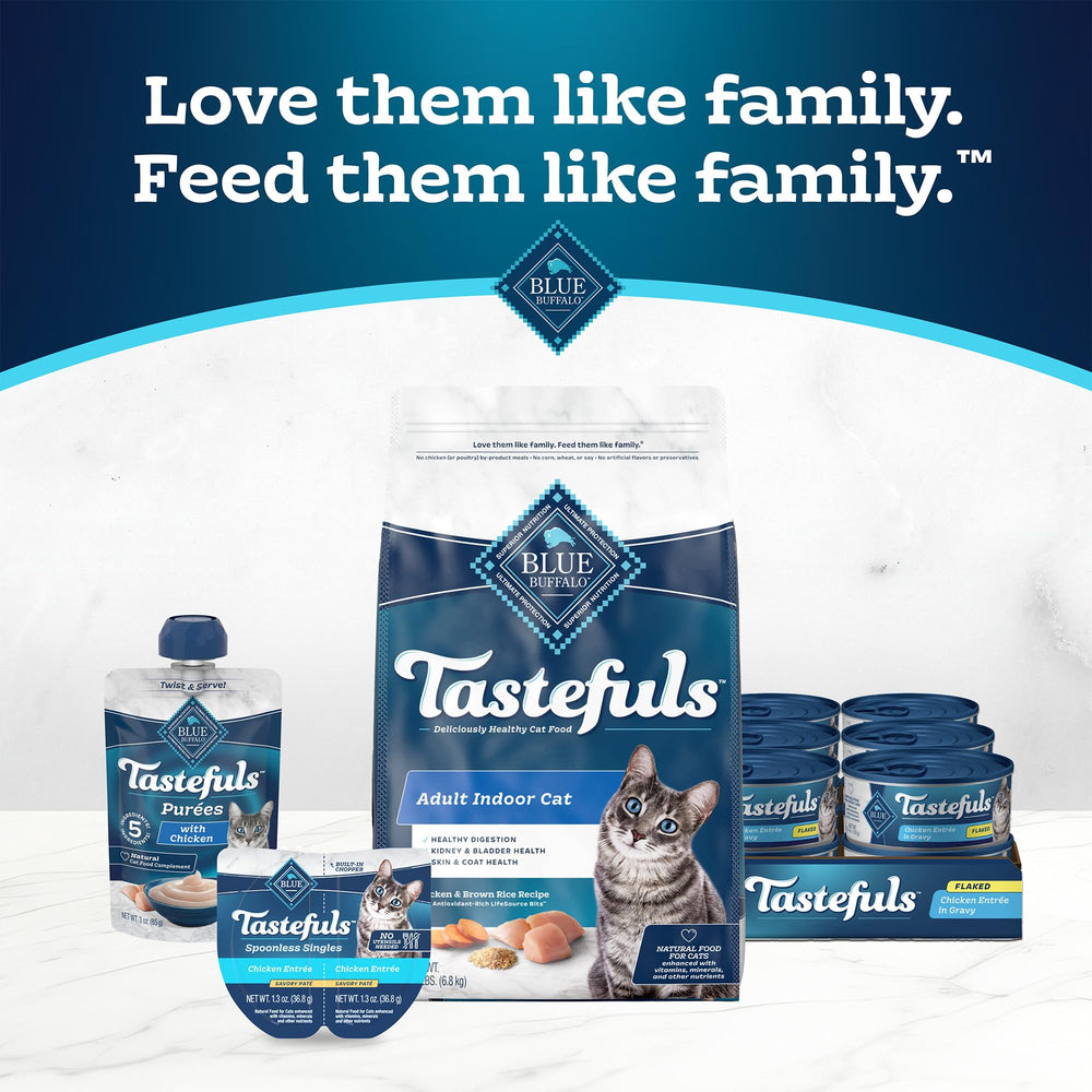 Blue Buffalo Tastefuls snap, peel, and chop steps for quick serving