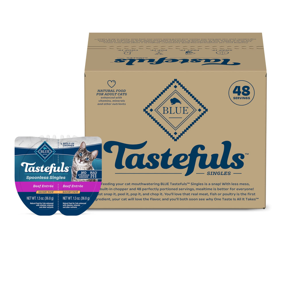 Blue Buffalo Tastefuls beef pâté in twin-pack trays for easy meals
