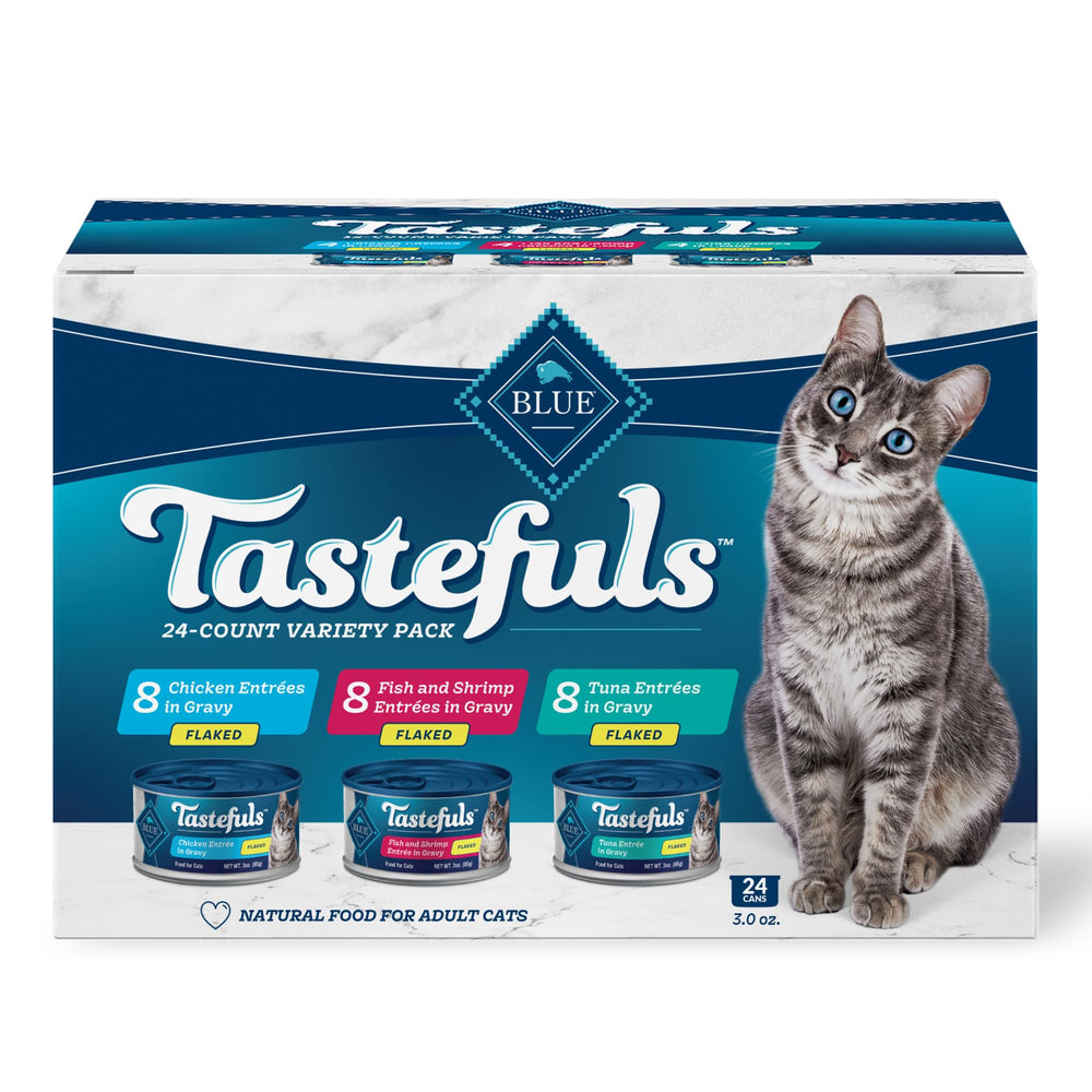 Blue Buffalo Tastefuls tuna-first-ingredient in gravy boosts flavor and moisture for cats.