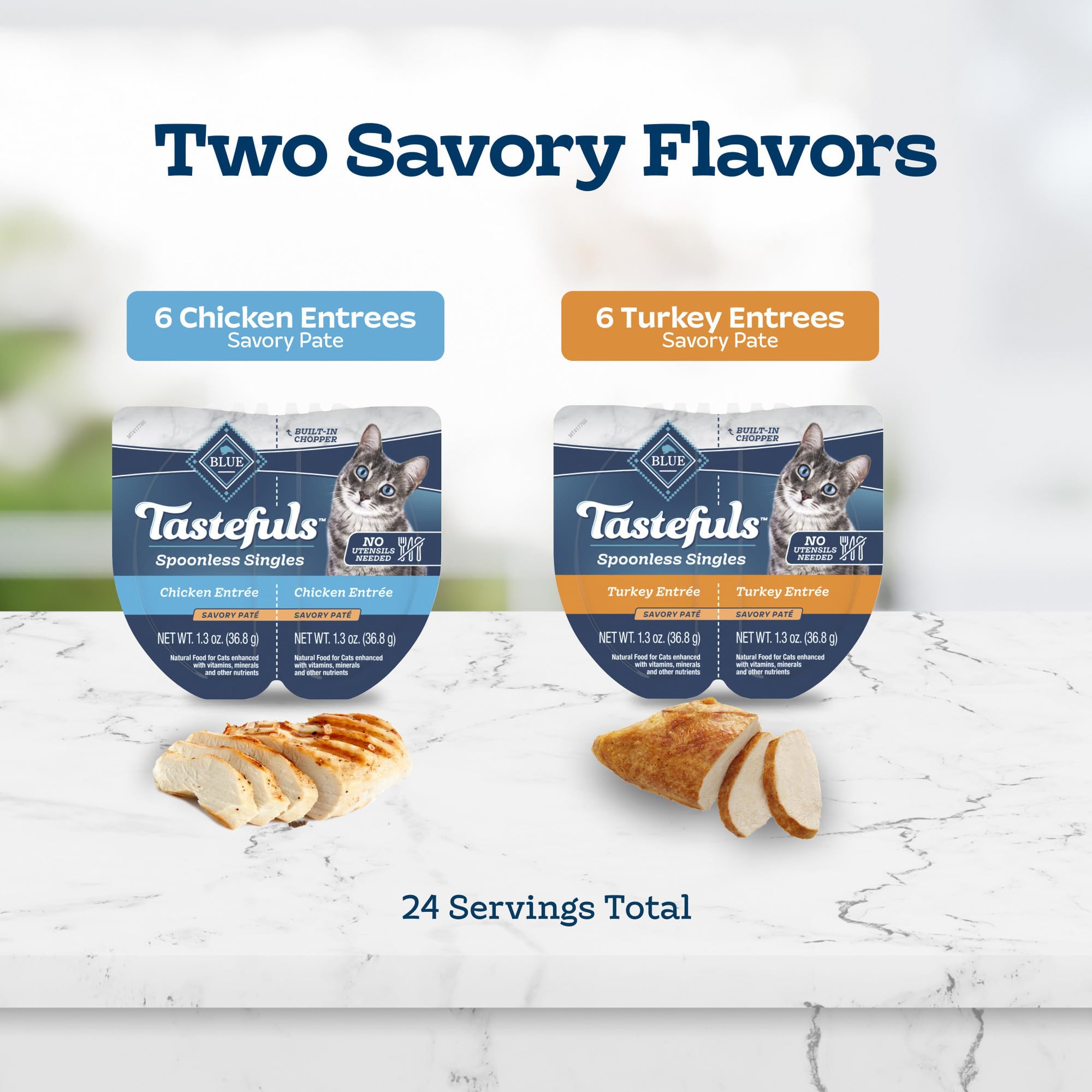 Blue Buffalo Tastefuls turkey pâté entrée provides a different protein choice.