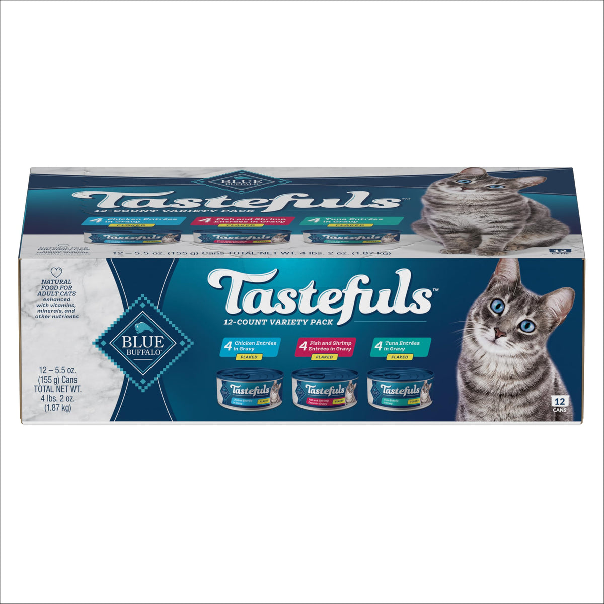 Blue Buffalo Tastefuls tuna flaked entrée in gravy provides protein-rich flavor for cats