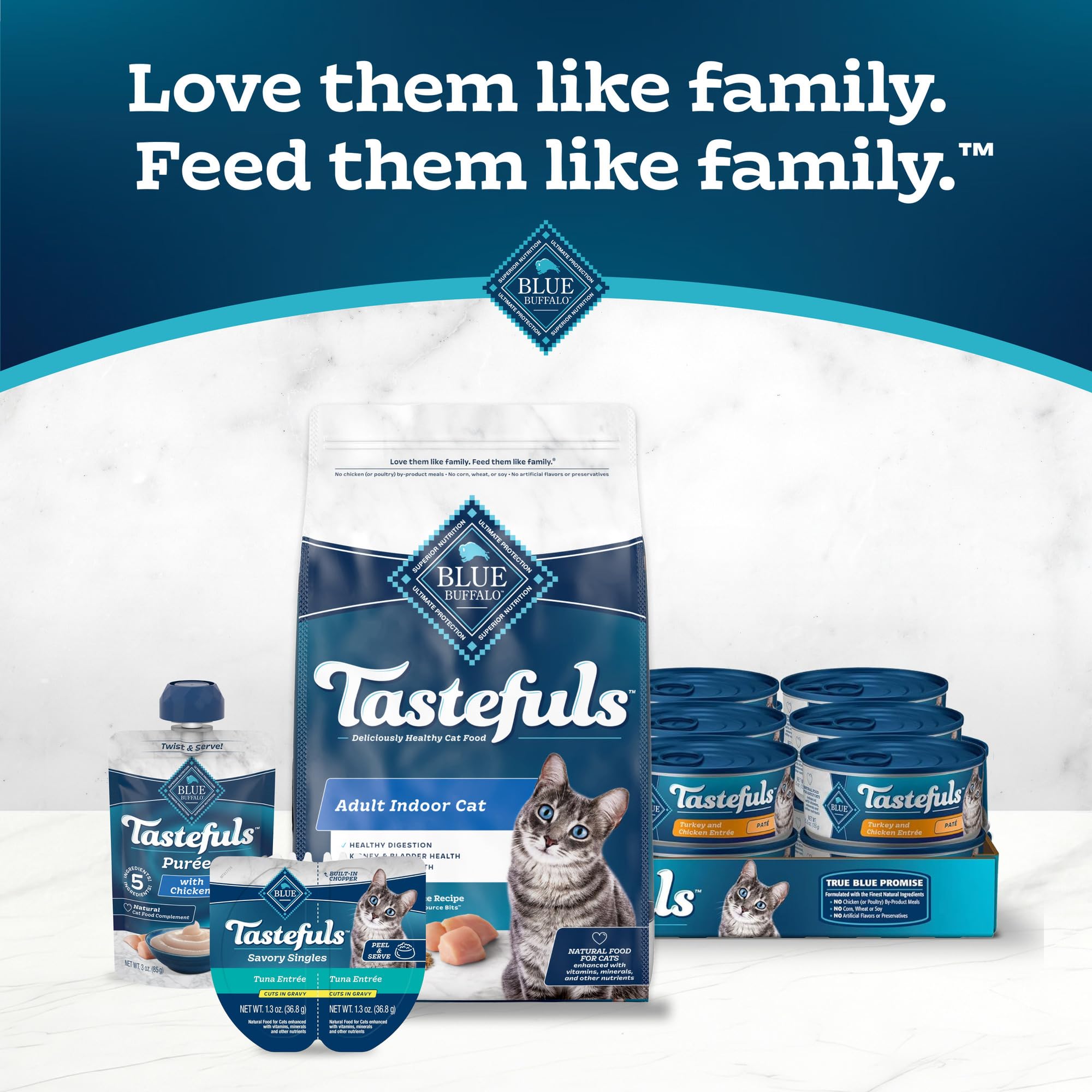Blue Buffalo Tastefuls enriched with vitamins and minerals for balanced nutrition.