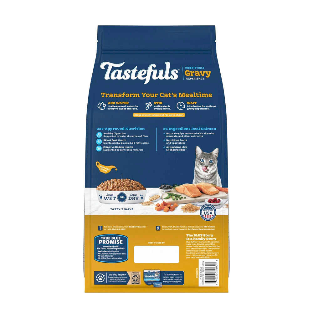 Blue Buffalo Tastefuls warm-water gravy option enhances mealtime aroma for cats.