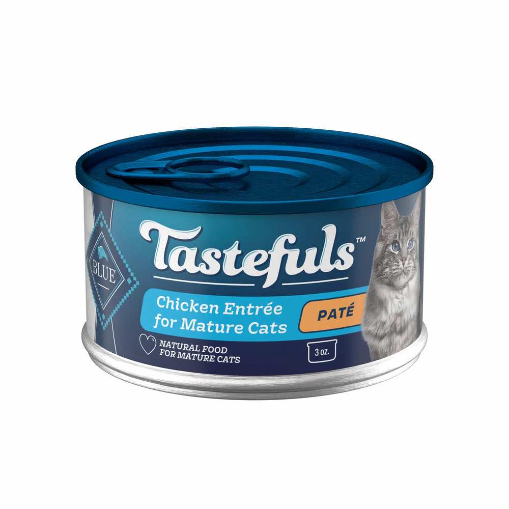 Blue Buffalo Tastefuls wet cat food pate chicken entree highlights real chicken first for flavor.