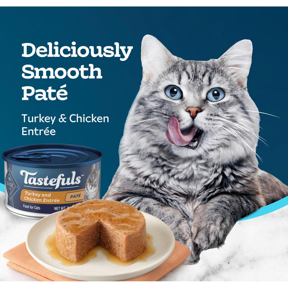 Blue Buffalo Tastefuls pate high moisture formula supports cat hydration.