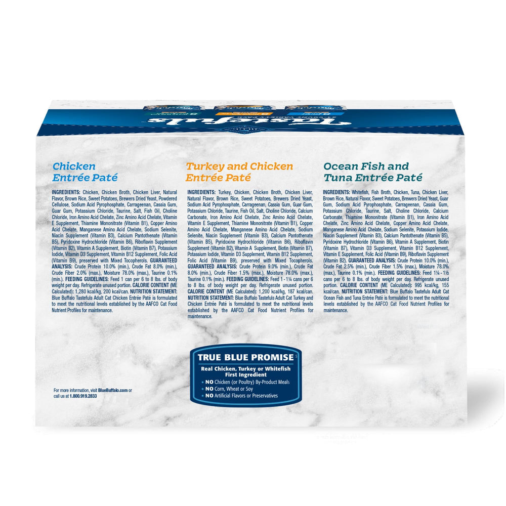 Blue Buffalo Tastefuls turkey and chicken pâté cans highlight protein-forward meal