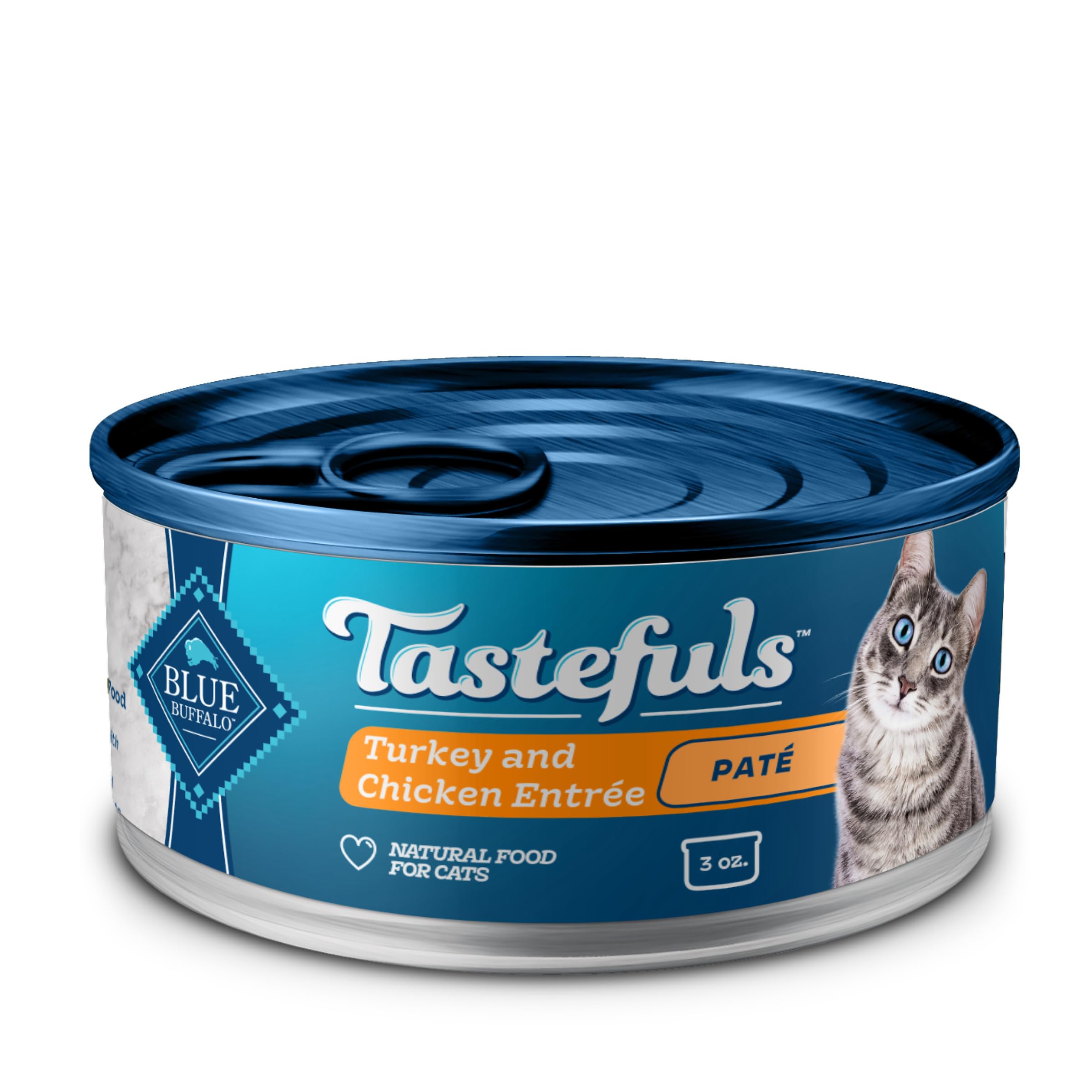 Blue Buffalo Tastefuls pate with turkey first ingredient for balanced hydration.
