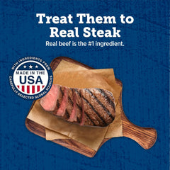 Blue Buffalo True Chews beef first ingredient emphasis on wholesome flavor.