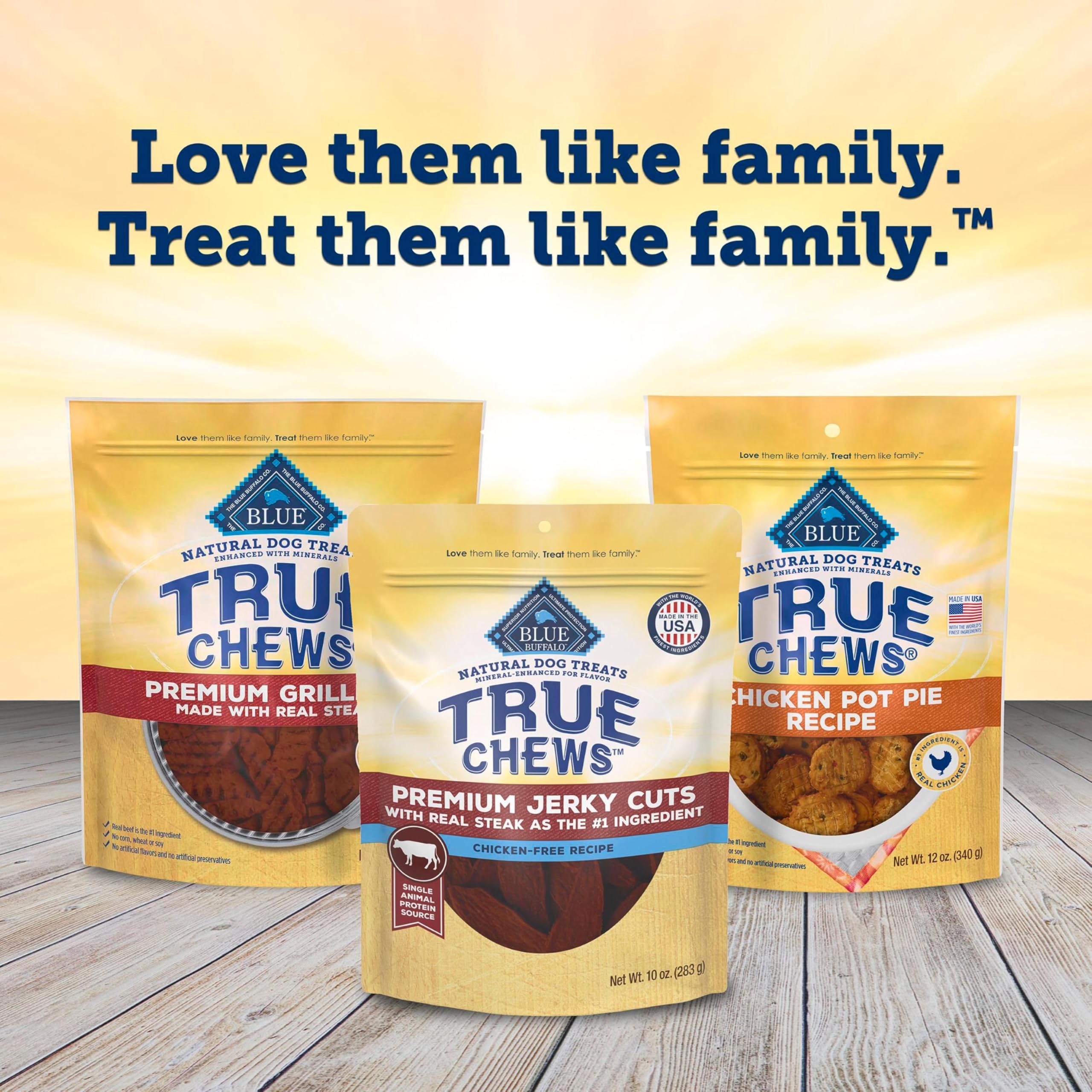 Serving portion image of Blue Buffalo True Chews Jerky Cuts Beef on a bowl