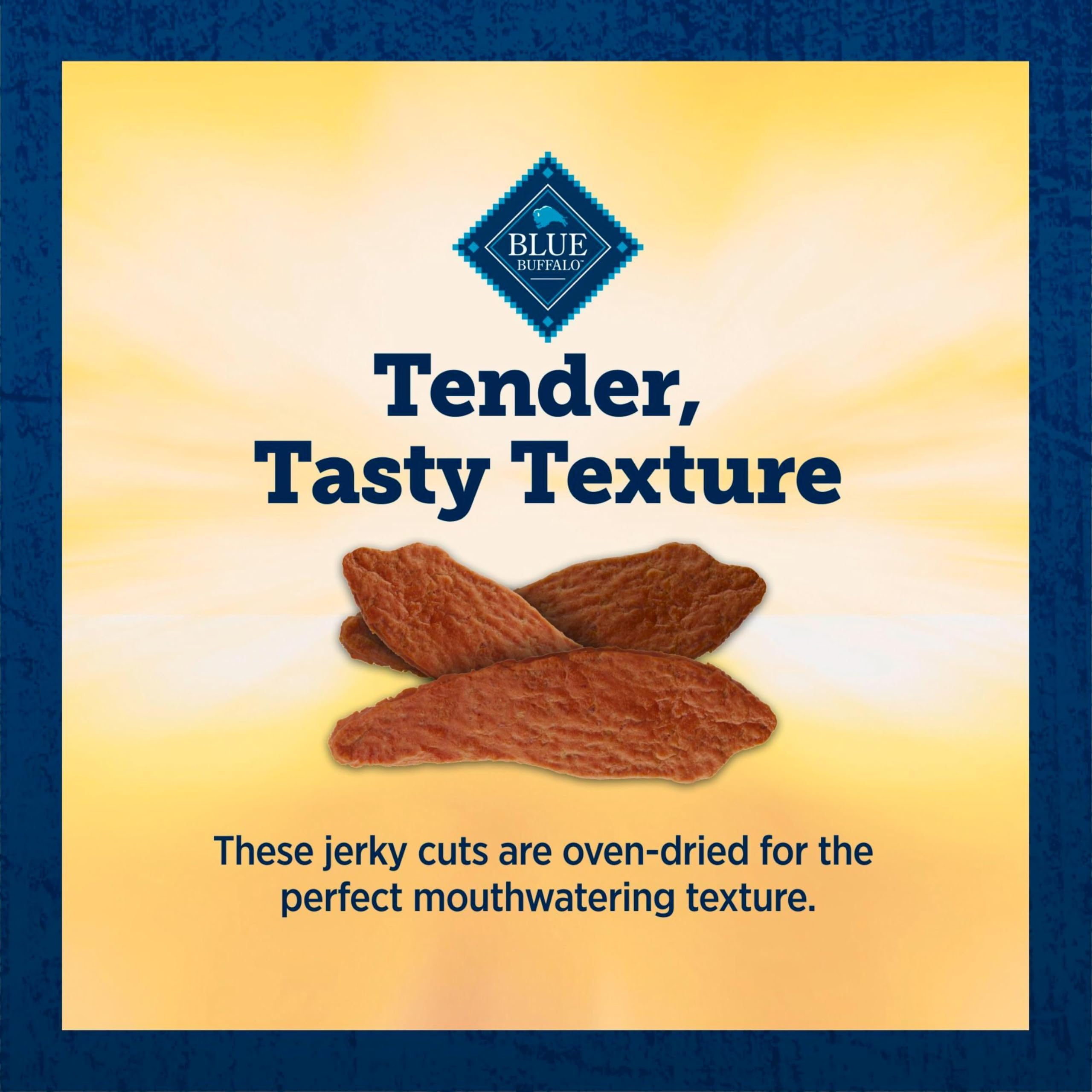 Blue Buffalo True Chews Jerky Cuts resealable bag ready for travel