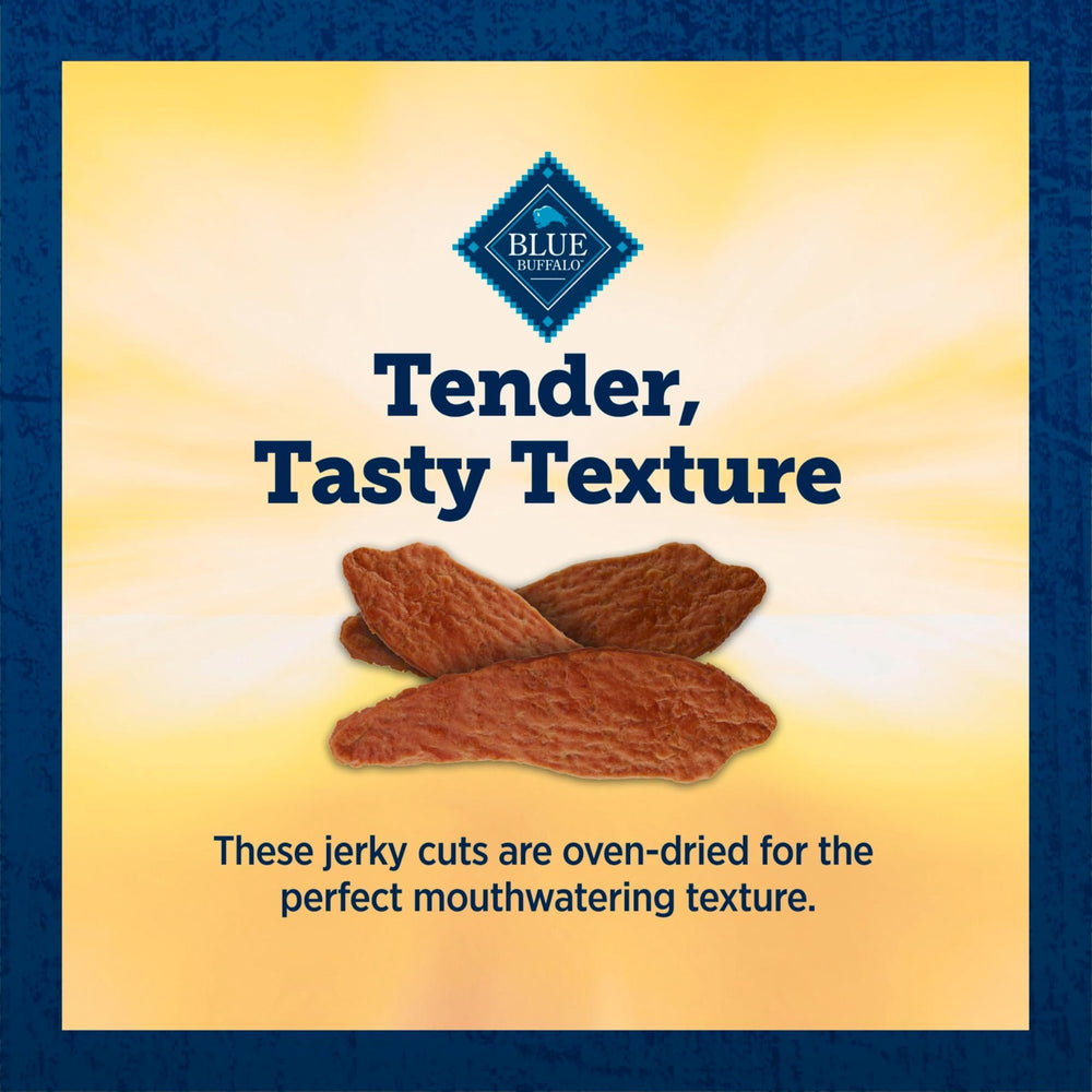 Blue Buffalo True Chews Jerky Cuts resealable bag ready for travel