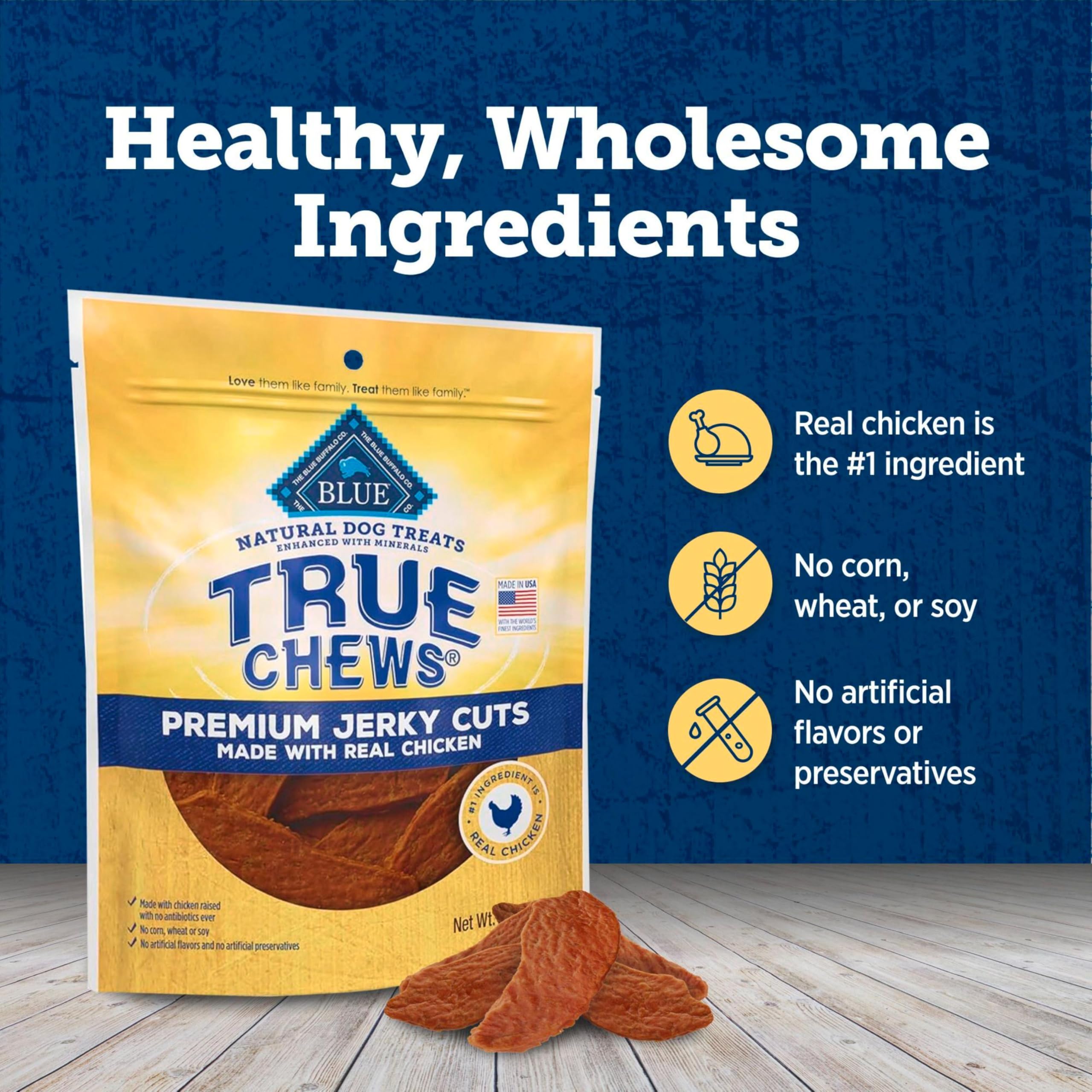 Blue Buffalo True Chews Jerky Cuts dog treat ready for training reward