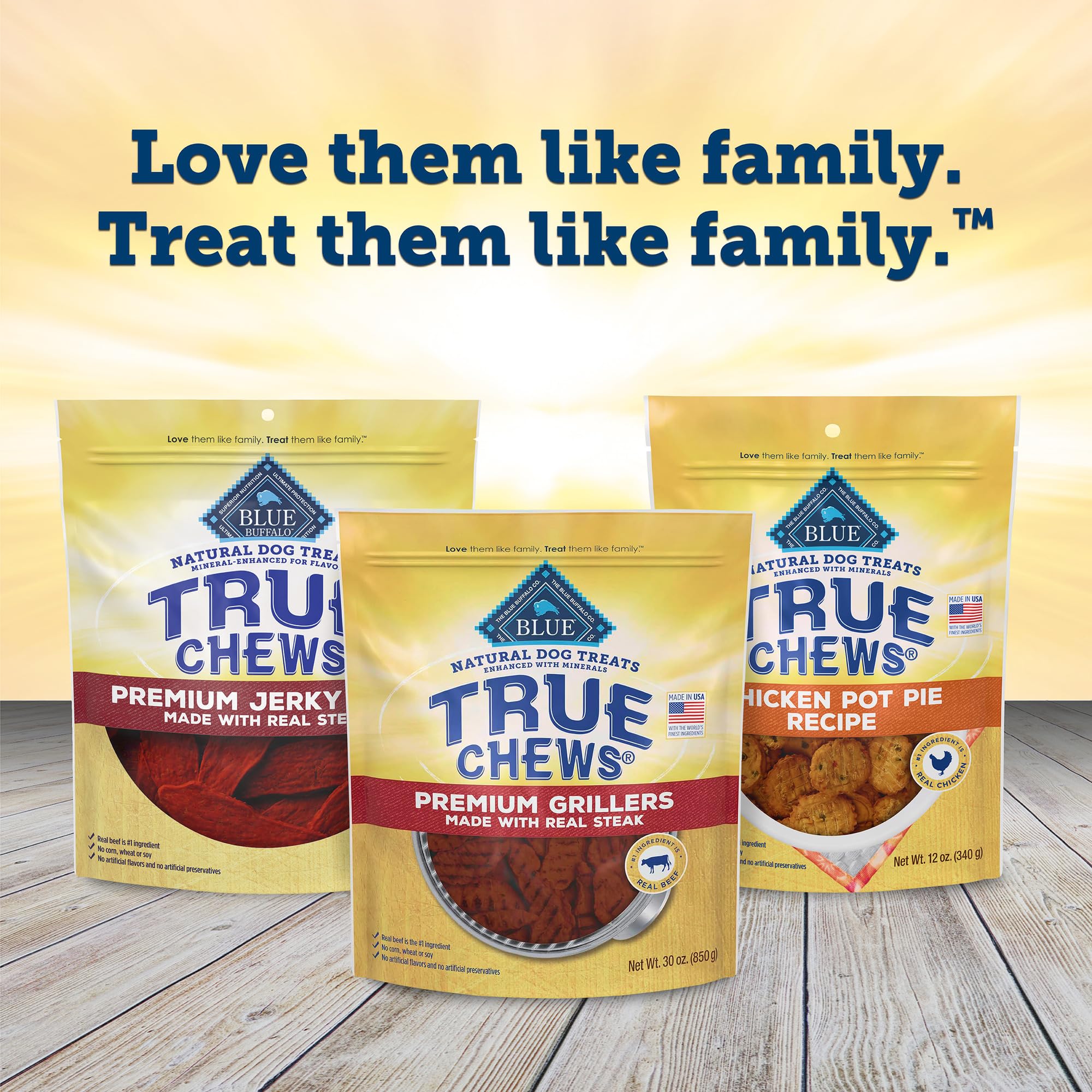 20-ounce bag of Blue Buffalo Grillers shown, convenient size