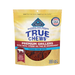 Blue Buffalo True Chews Grillers steak treats in packaging, perfect rewards.