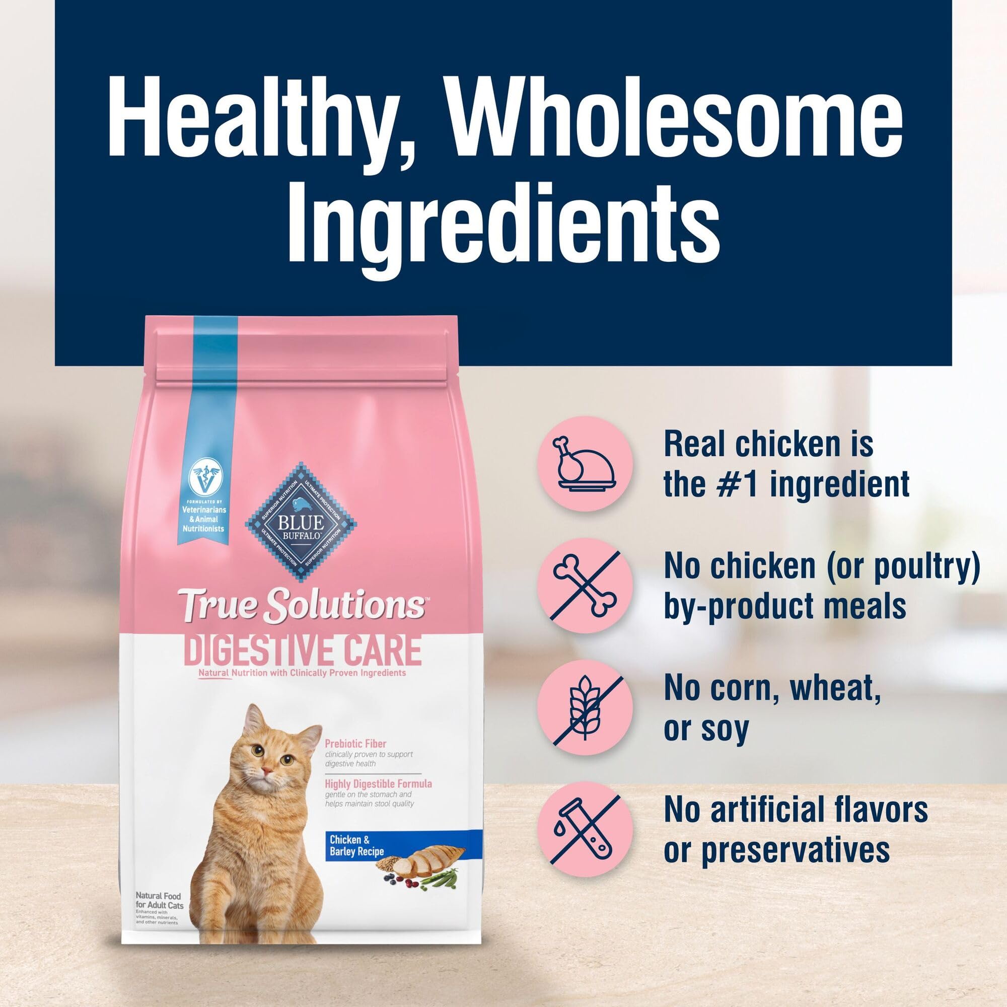 Blue Buffalo True Solutions Digestive Care USA-made packaging shown for quality.