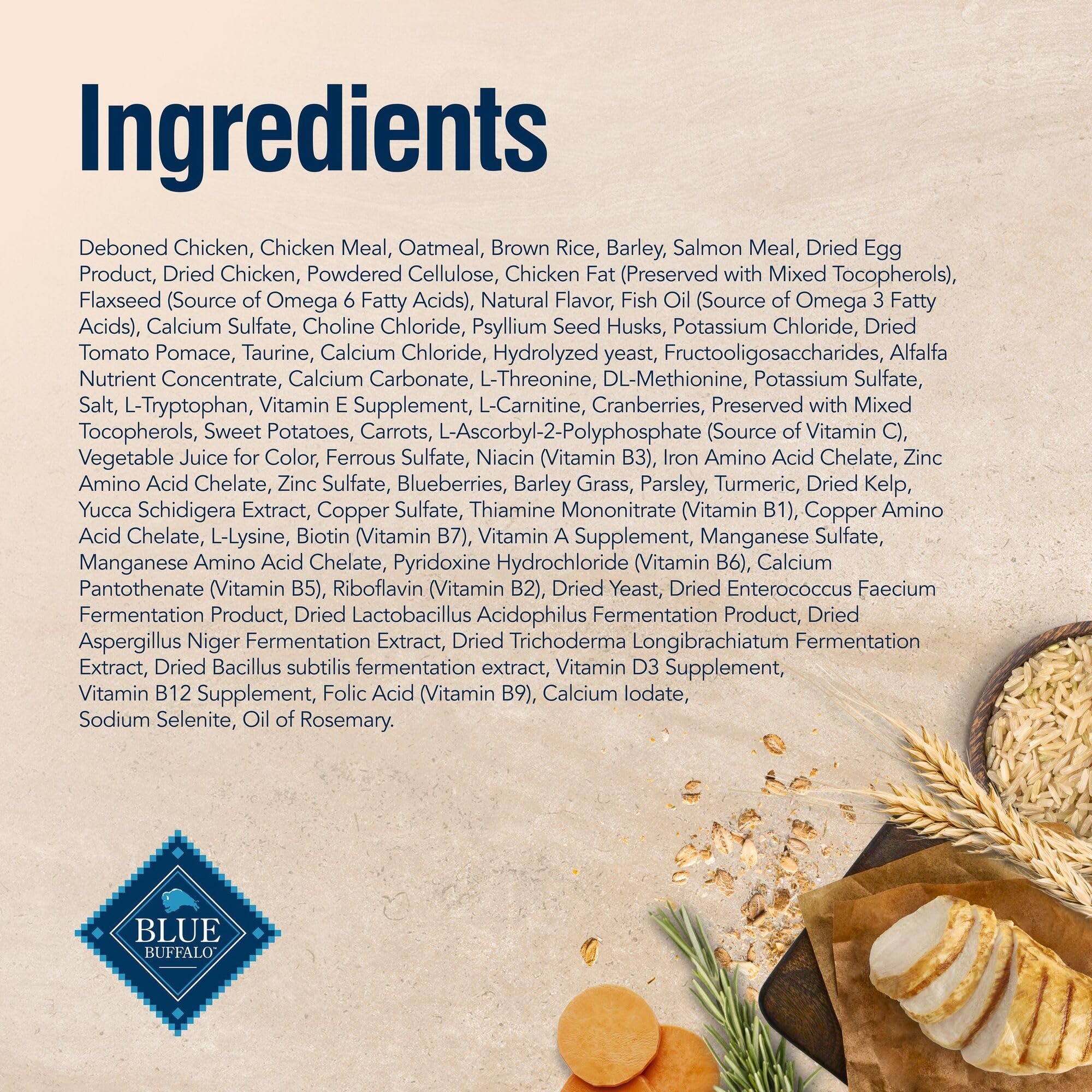 Real chicken first ingredient graphic on Blue Buffalo bag