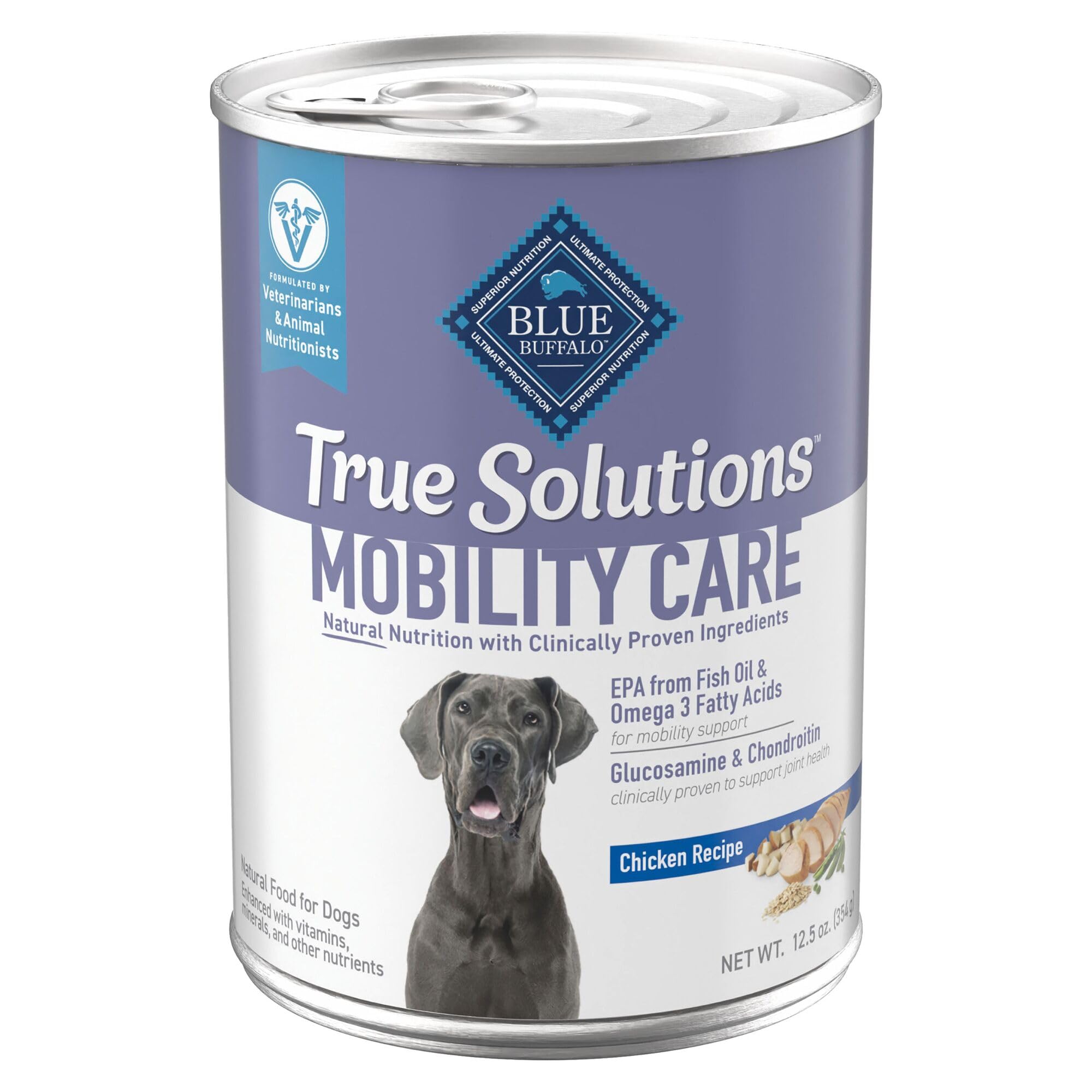 Blue Buffalo True Solutions Mobility Care packaging highlights real chicken and joint-support ingredients.