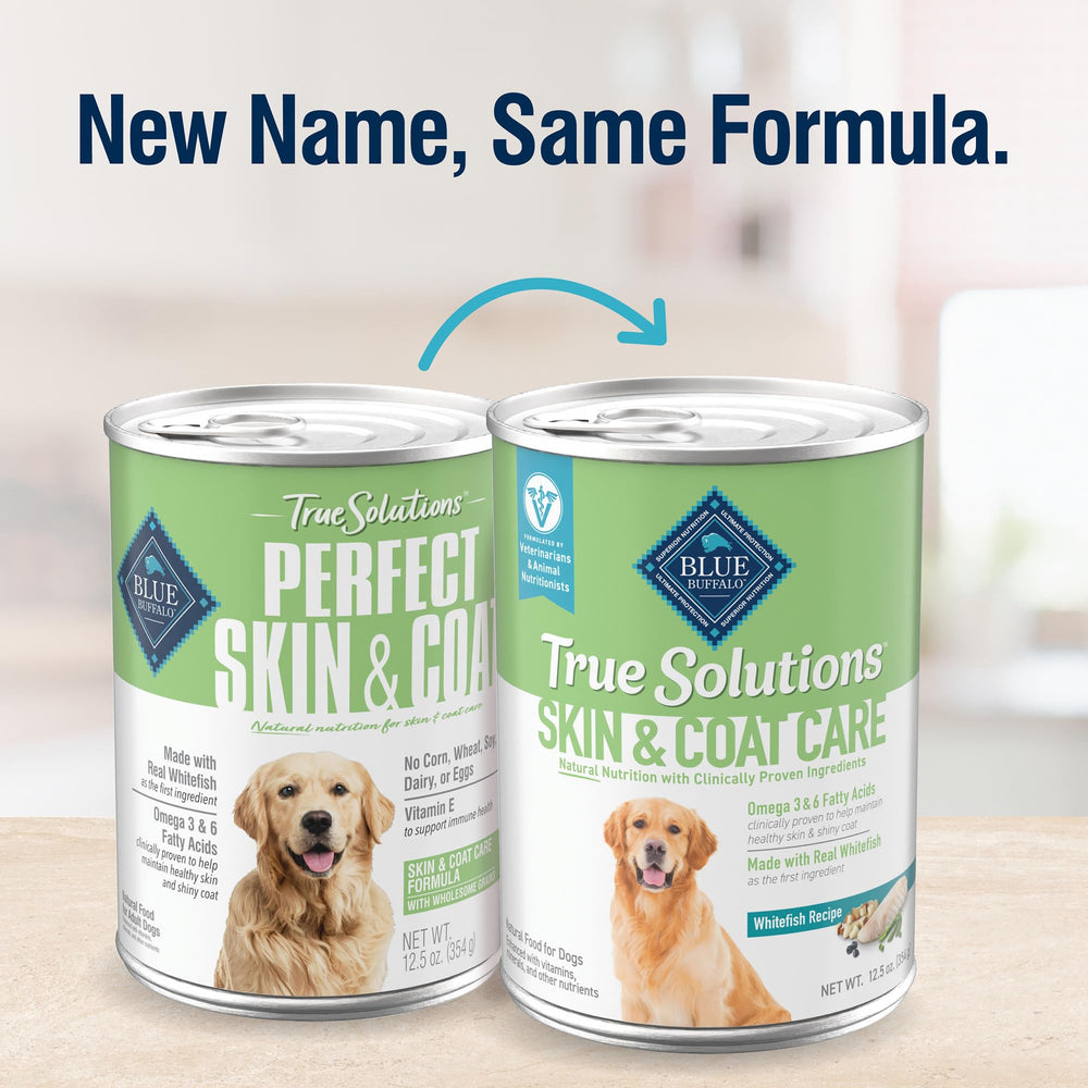 Blue Buffalo True Solutions packaging emphasizes no chicken-by-product meals for cleaner ingredients.