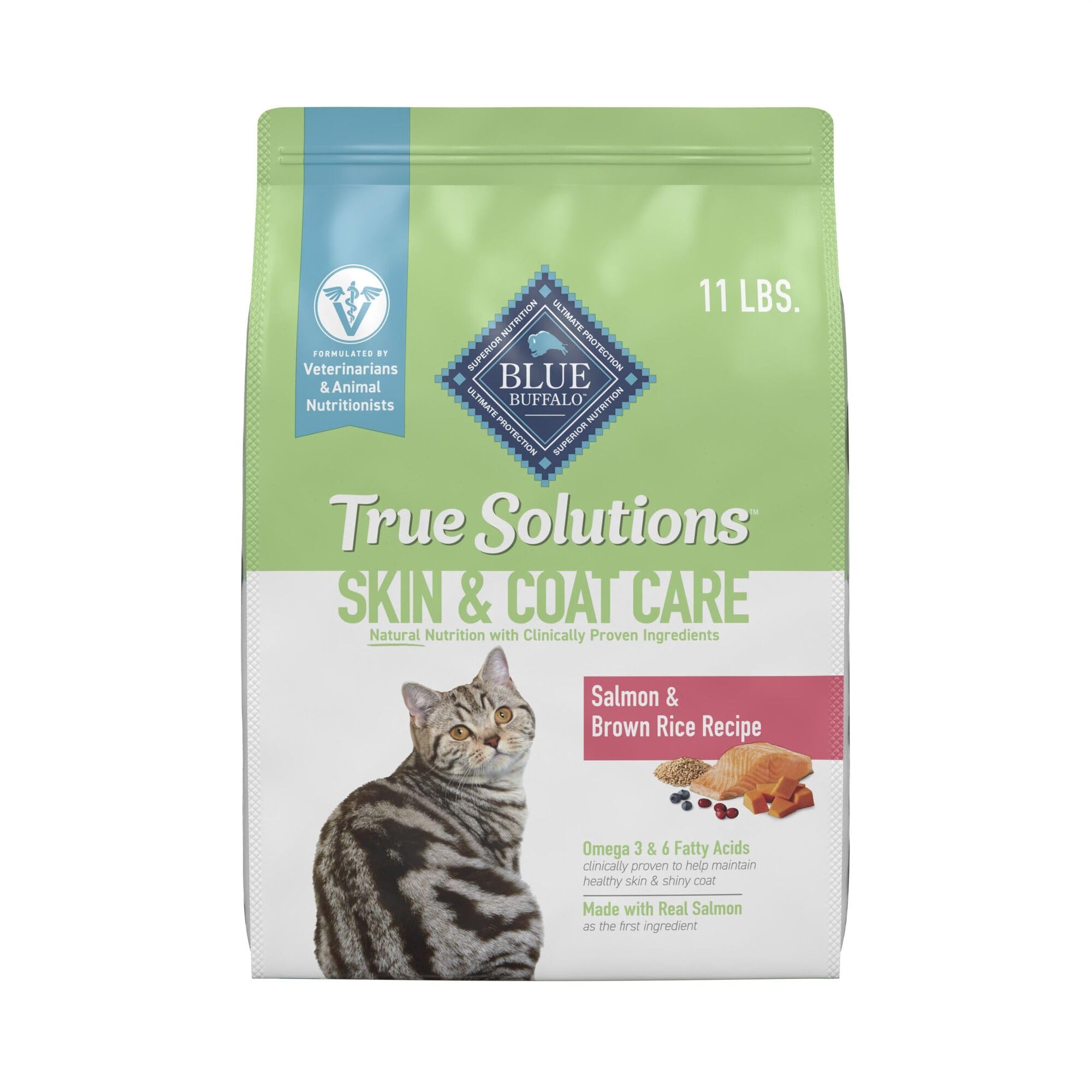 Blue Buffalo True Solutions Skin & Coat dry cat food with salmon for adult cats