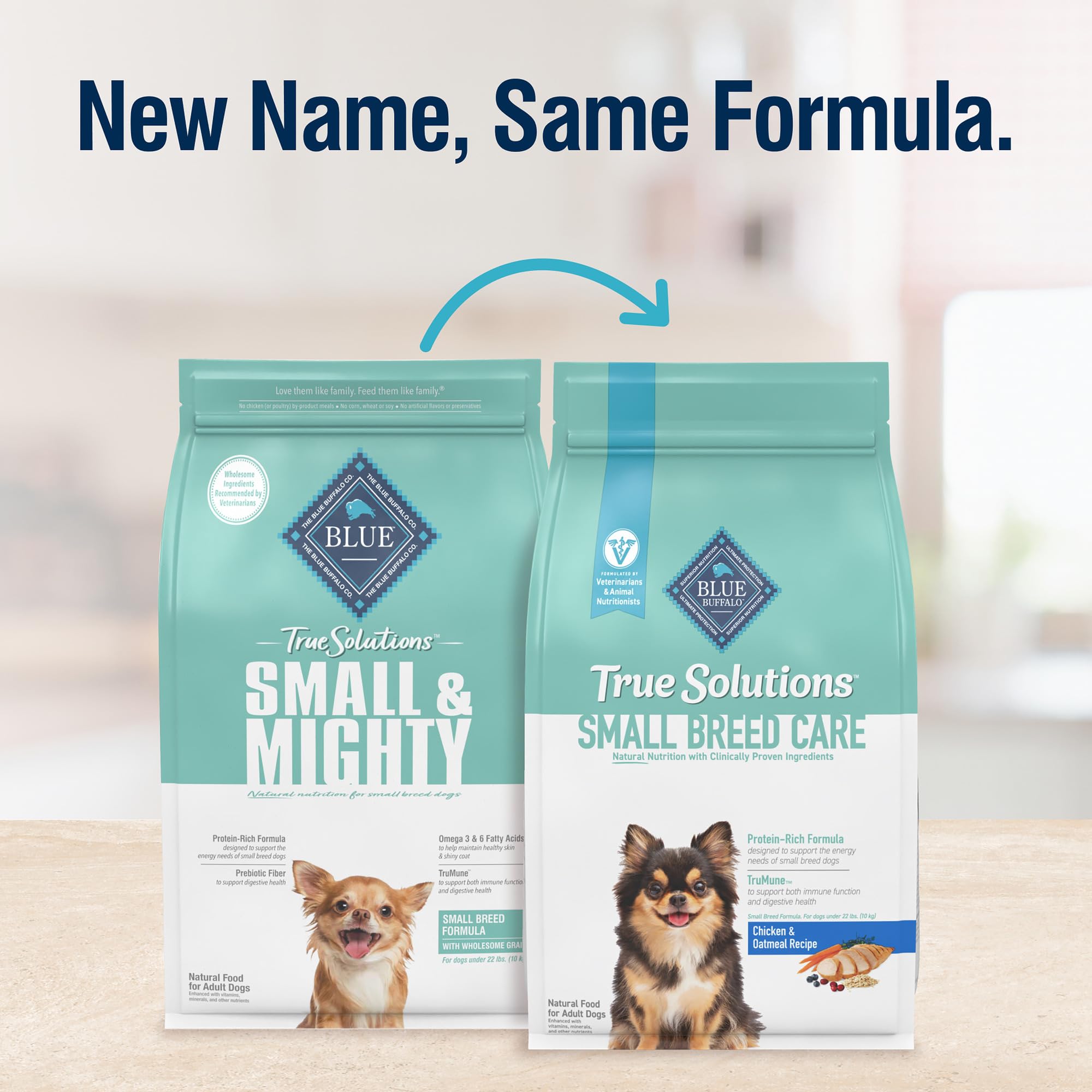 Blue Buffalo True Solutions label highlights real chicken first for flavor and nutrition