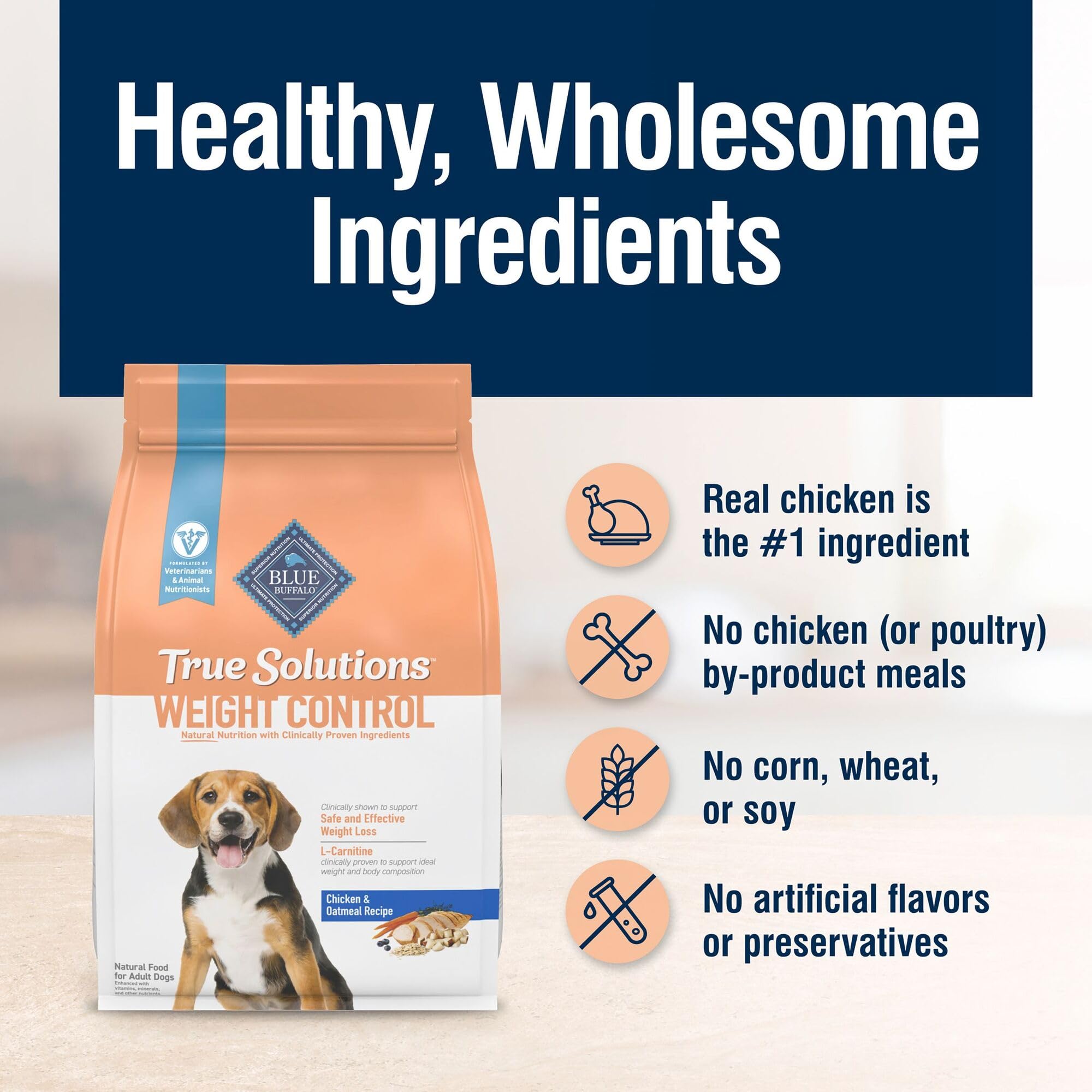 Blue Buffalo True Solutions real chicken is the first ingredient
