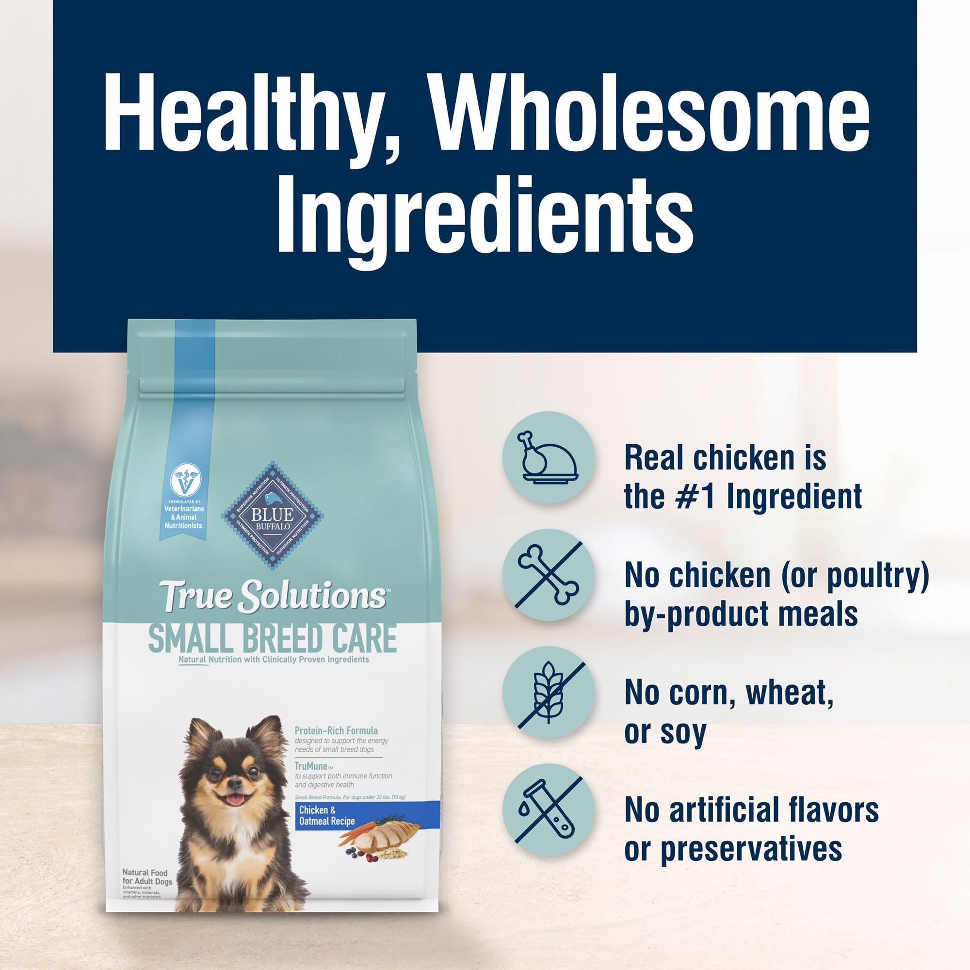 Blue Buffalo USA-made chicken ingredient note highlights quality protein