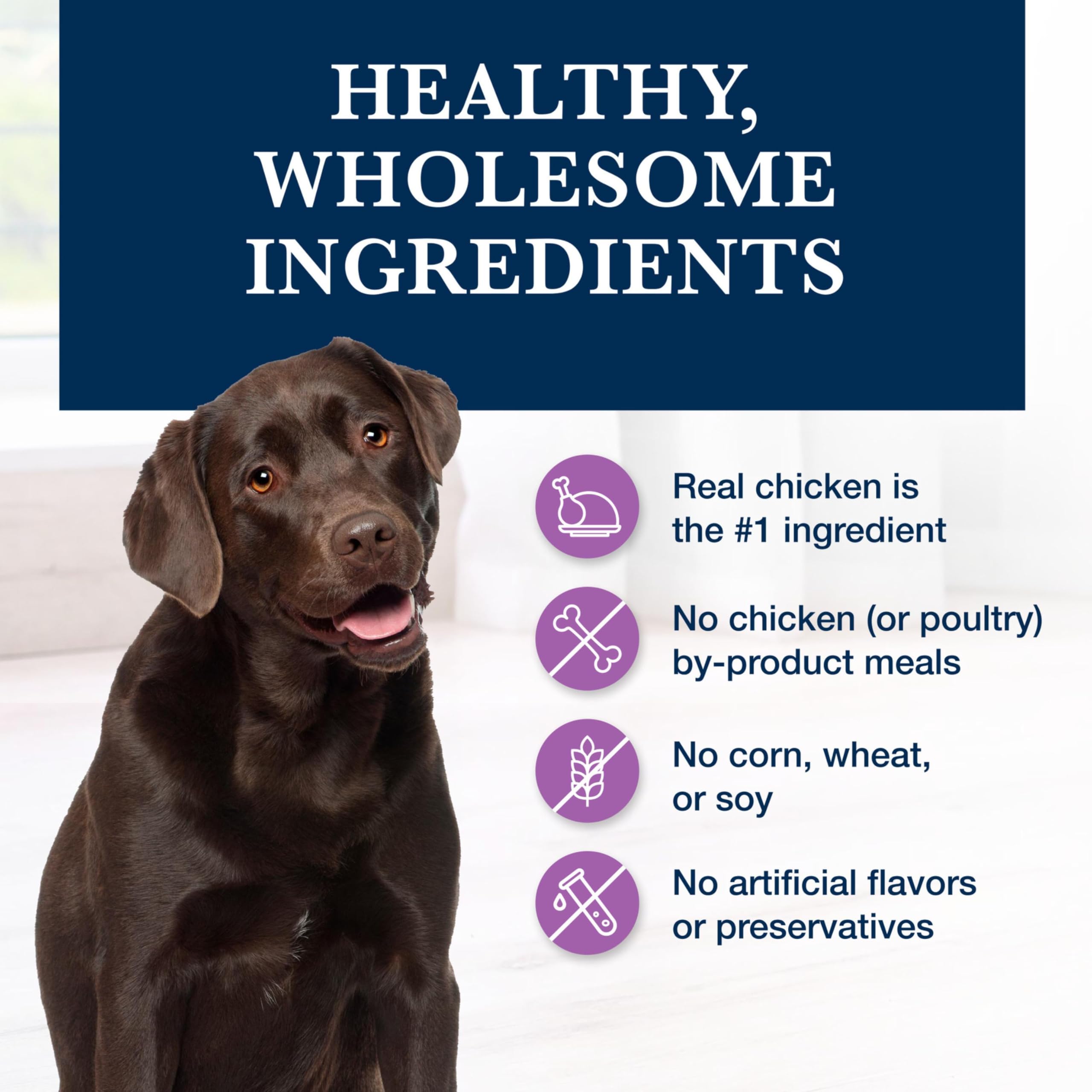 Blue Buffalo W+U no corn, wheat, or soy supports sensitive digestion.