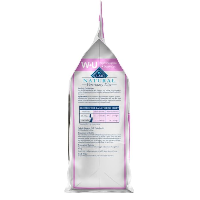 Blue Buffalo W+U dry cat food featuring real chicken first ingredient for protein and taste.