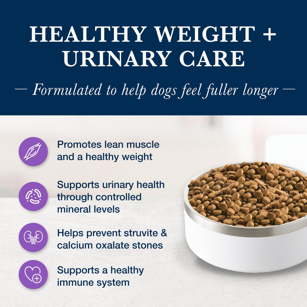 Blue Buffalo W+U label highlights veterinary-prescribed formula