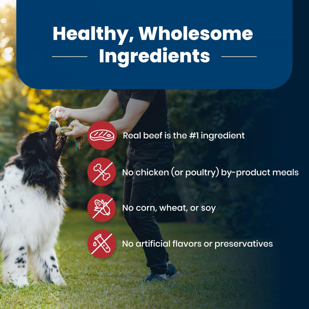 Blue Buffalo wholesome ingredients with fruits and vegetables in the recipe.