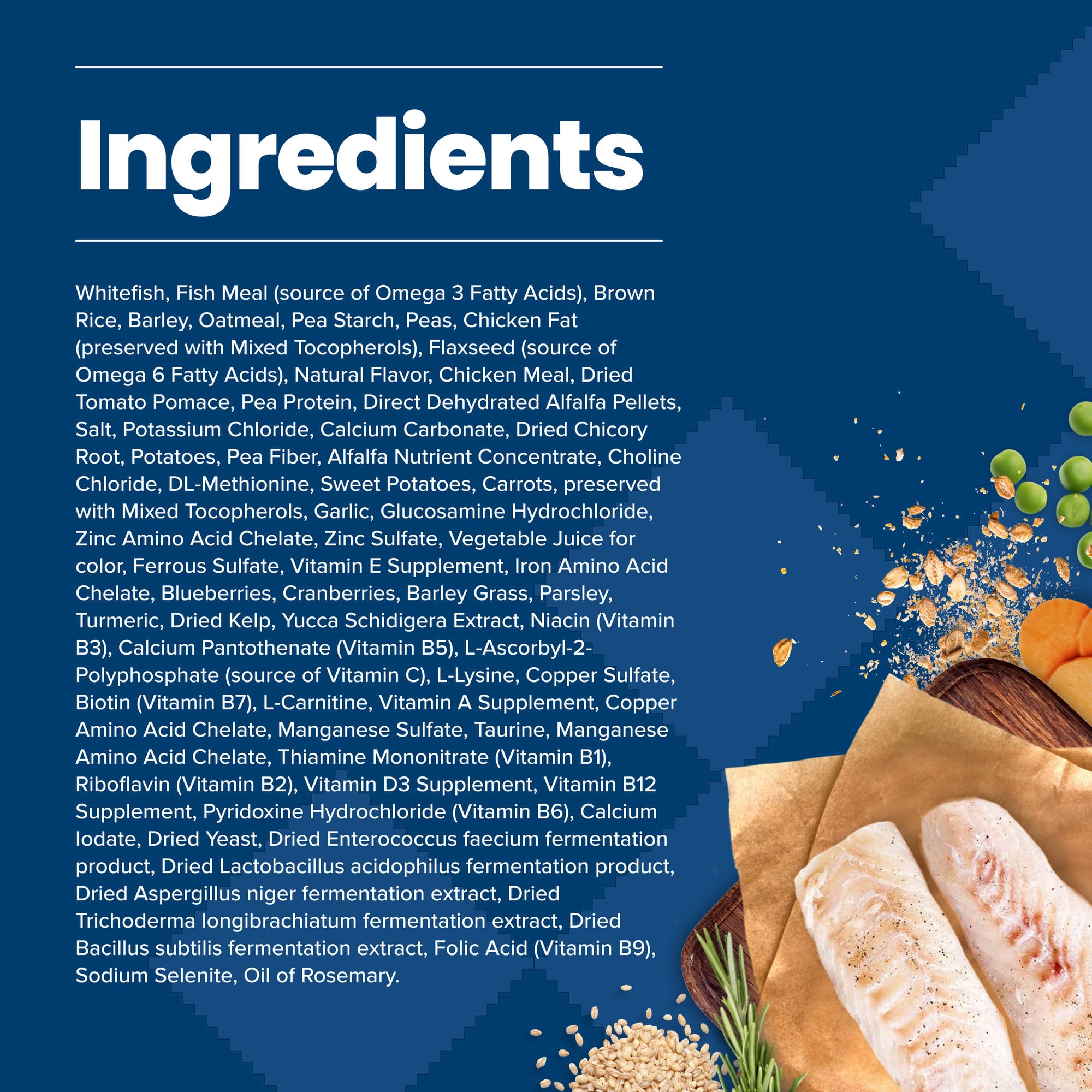 Blue Buffalo wholesome ingredients like whole grains, fruits, and veggies.