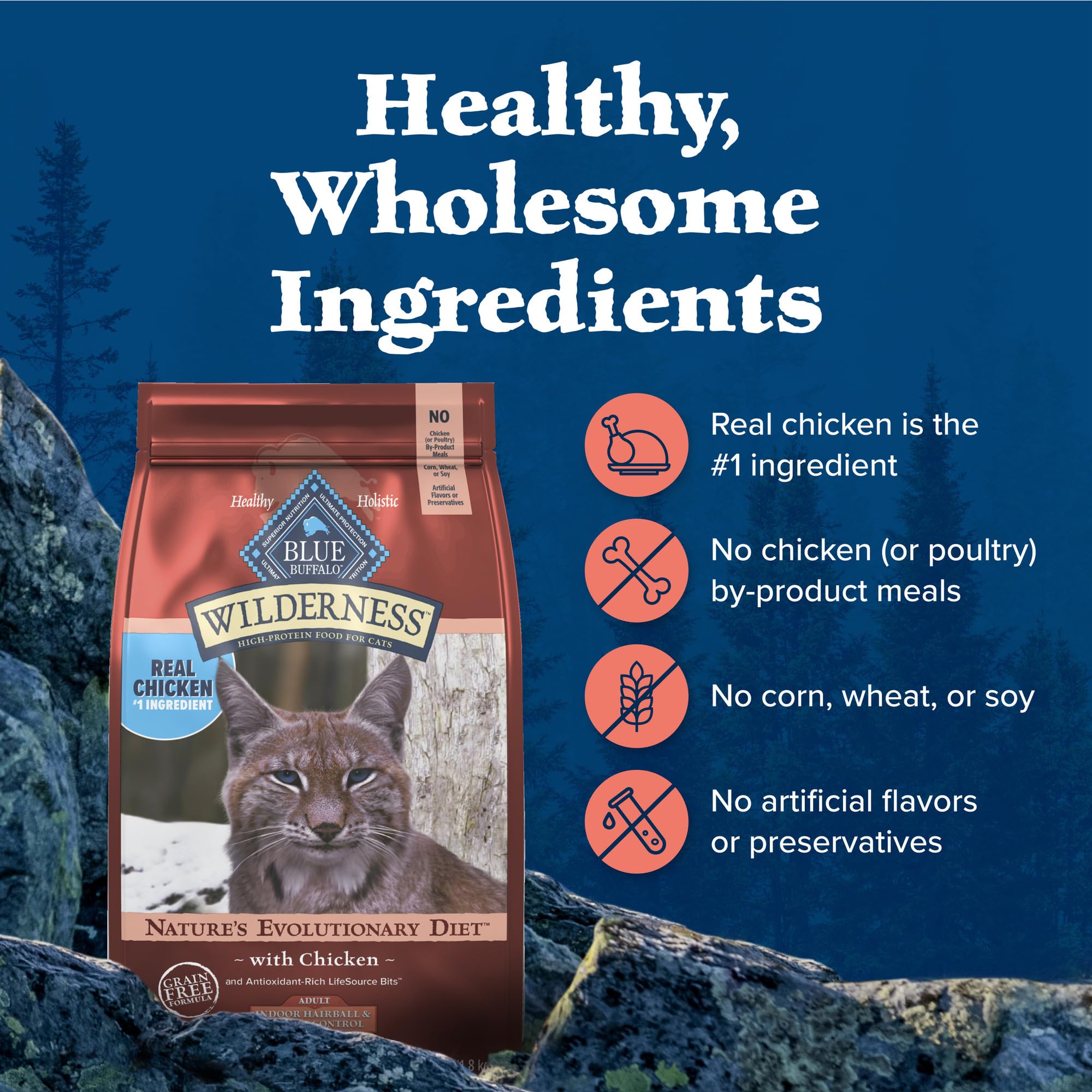 Blue Buffalo Wilderness berries and carrots highlight antioxidant ingredients