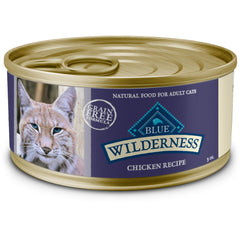 Blue Buffalo Wilderness chicken pate can shows real protein for active cats
