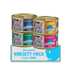 Blue Buffalo Wilderness chicken pate cat food can for active adults.