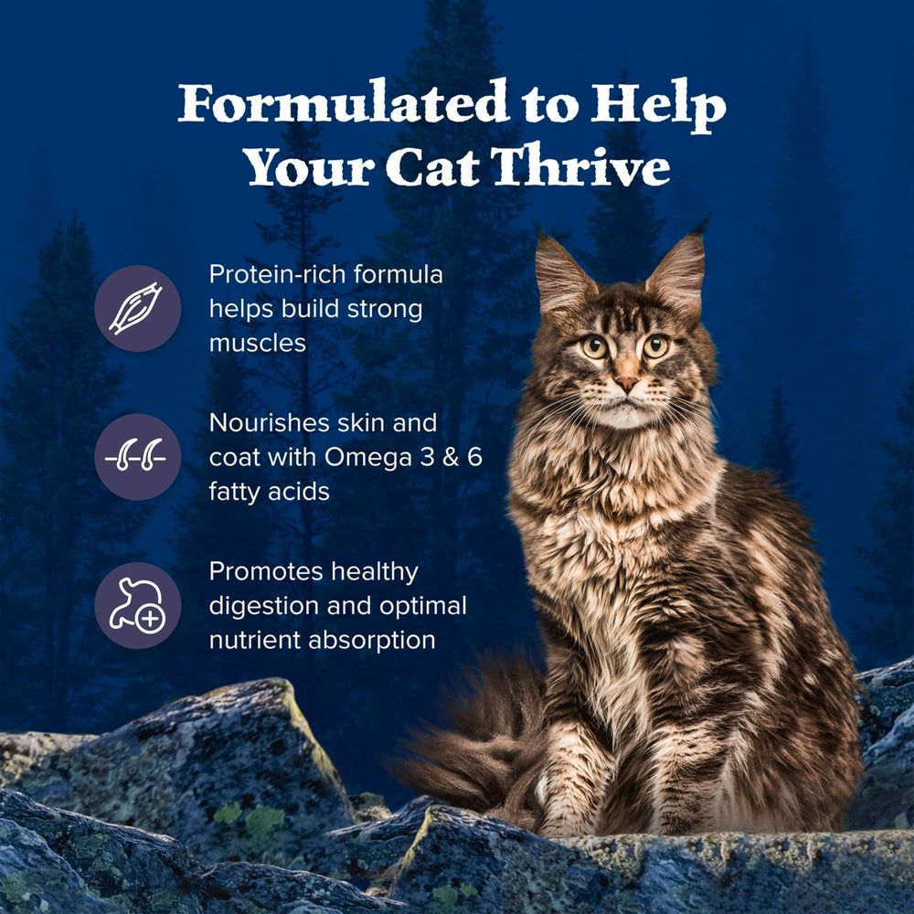 Blue Buffalo Wilderness coat and skin support graphic with omega fatty acids
