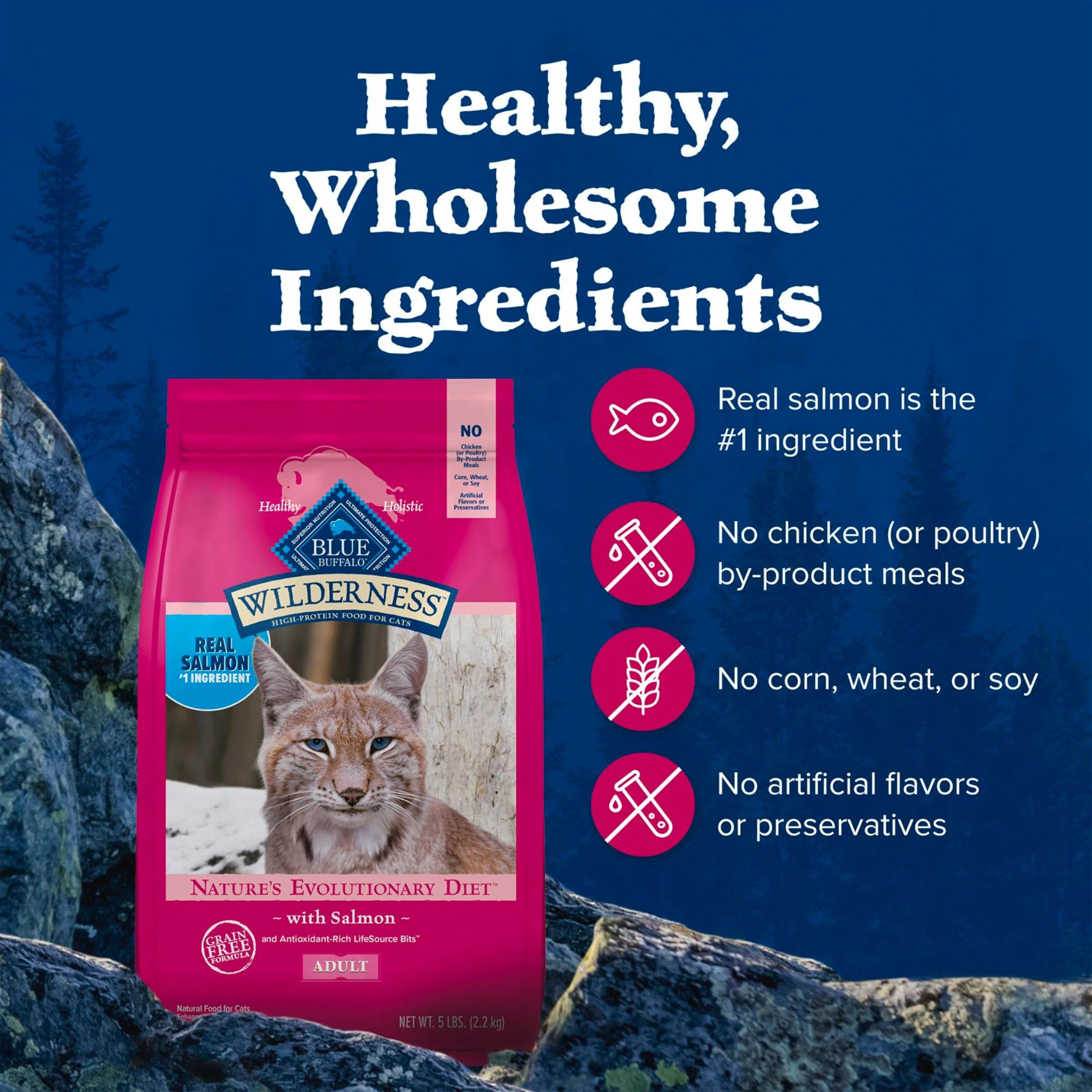 Blue Buffalo Wilderness real salmon first ingredient close-up