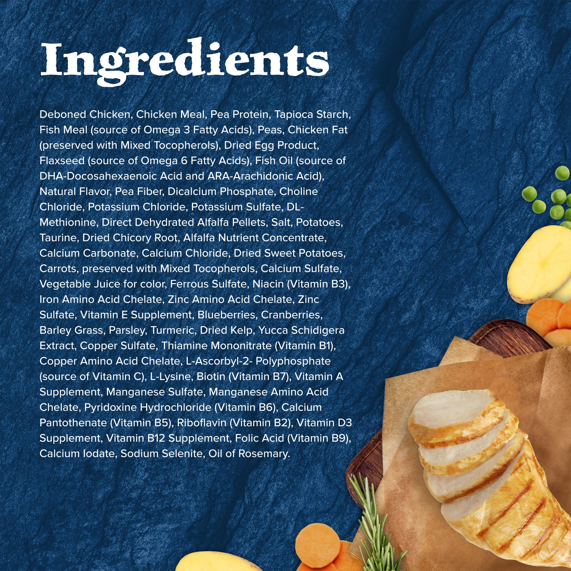 Blue Buffalo Wilderness grain-free label communicates no corn, wheat, or soy.