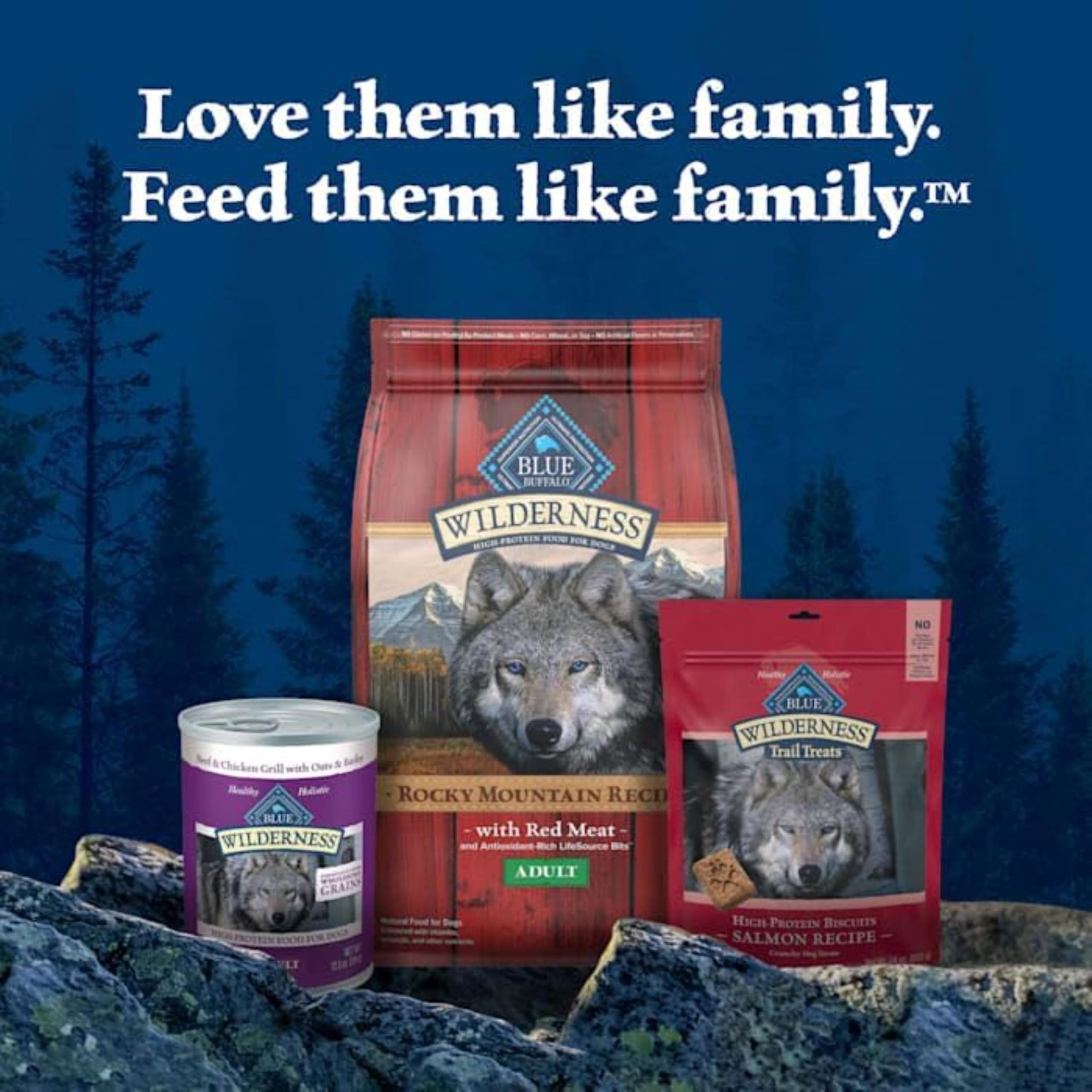 Blue Buffalo Wilderness dog enjoying treats in hand communicates positive reward use.