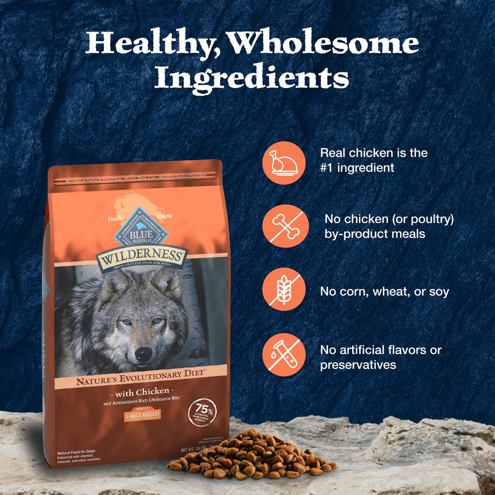 No poultry by-product meals in Blue Buffalo Wilderness large-breed formula