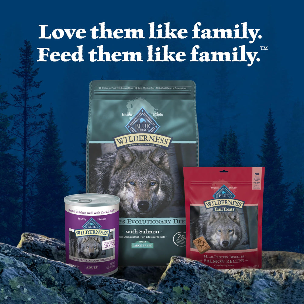 Blue Buffalo Wilderness dog enjoying meal represents real-life feeding scenario