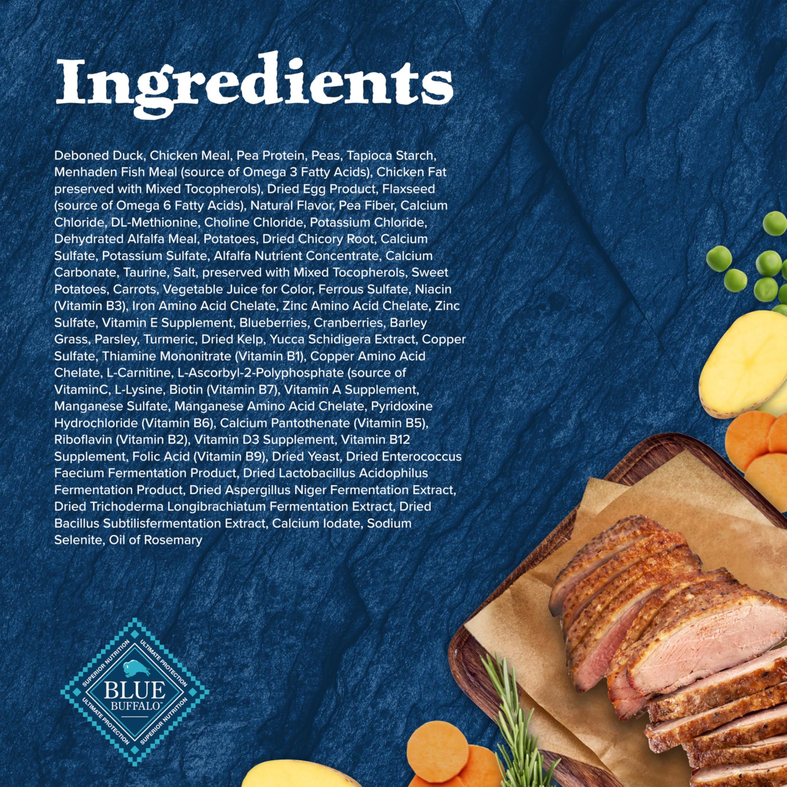 Blue Buffalo Wilderness duck-meat pieces closeup showcasing flavorful protein source