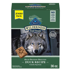 Blue Buffalo Wilderness packaging showcasing real duck first, a tasty reward for dogs