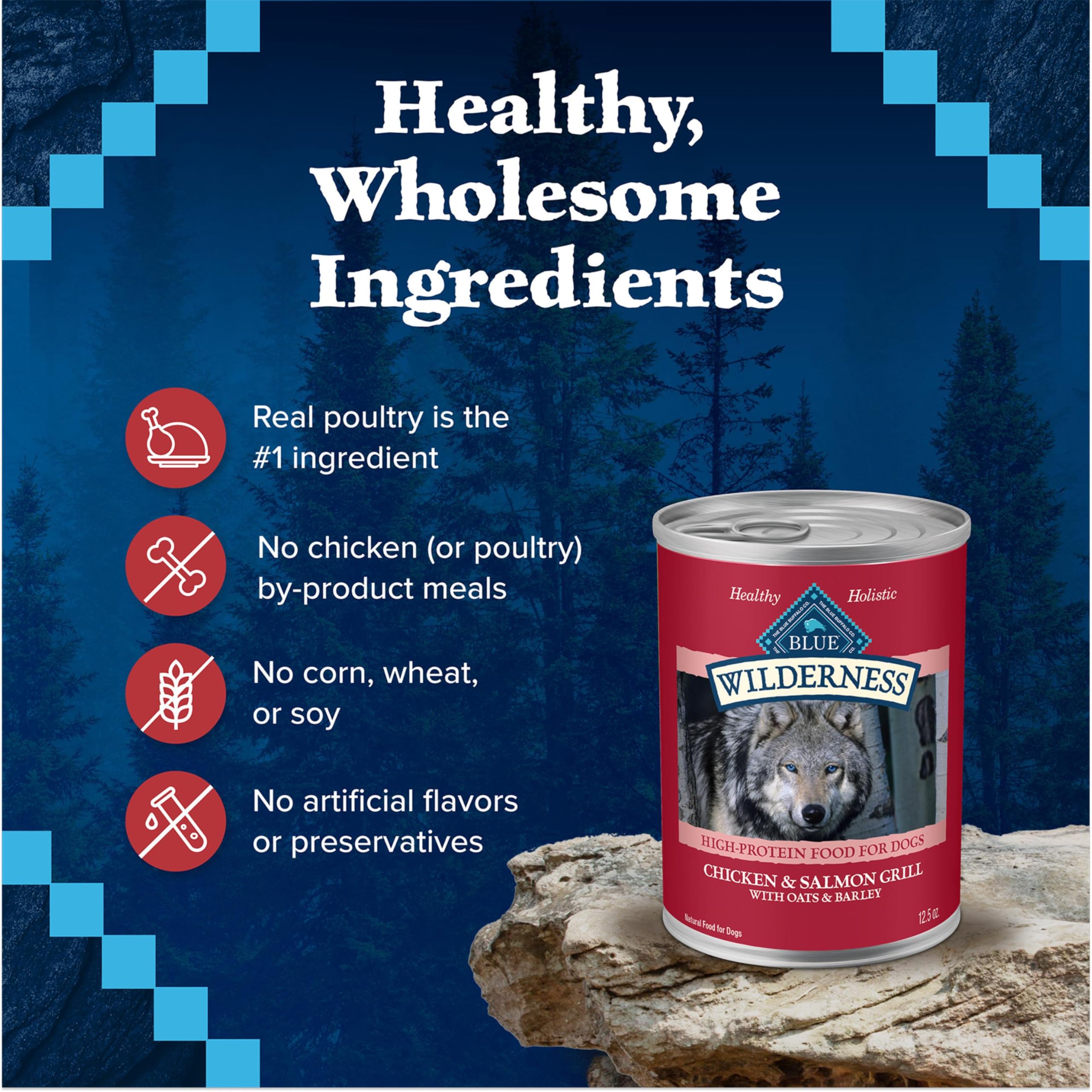 Active dog energized by Blue Buffalo Wilderness high-protein meal.