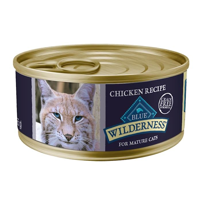 Blue Buffalo Wilderness grain-free can signals clean ingredients for sensitive cats.