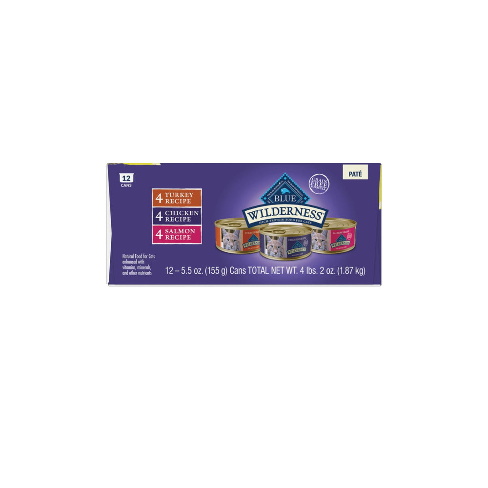 Blue Buffalo Wilderness grain-free ingredients banner signals premium natural ingredients.