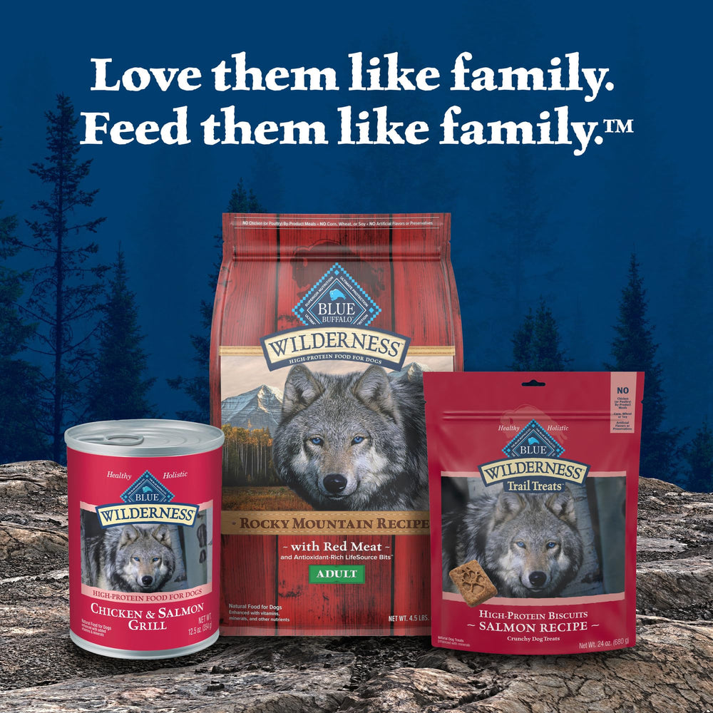 Blue Buffalo Wilderness high-protein-energy; grain-inclusive formula supports everyday activity.