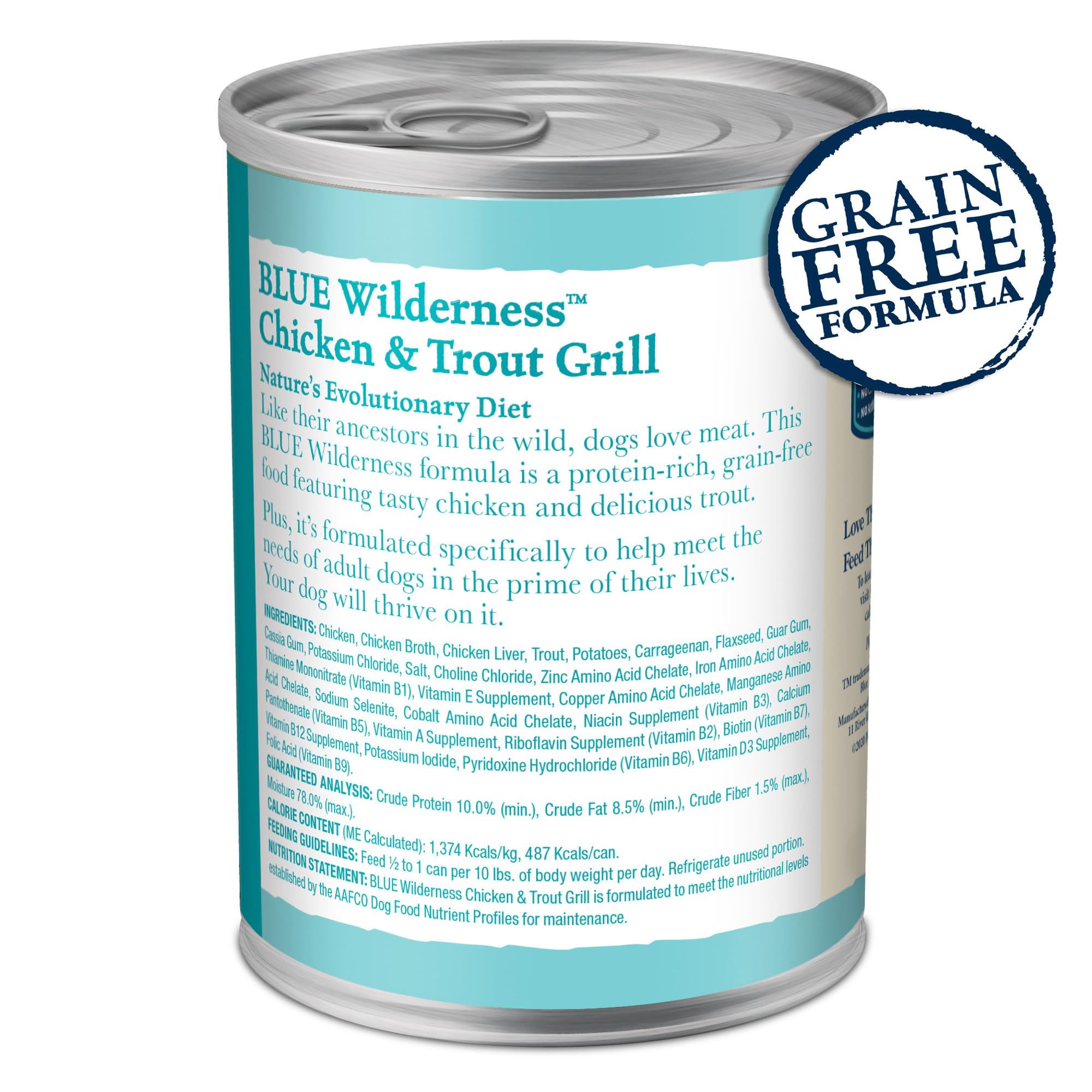 Blue Buffalo Wilderness ingredients label highlights real chicken first