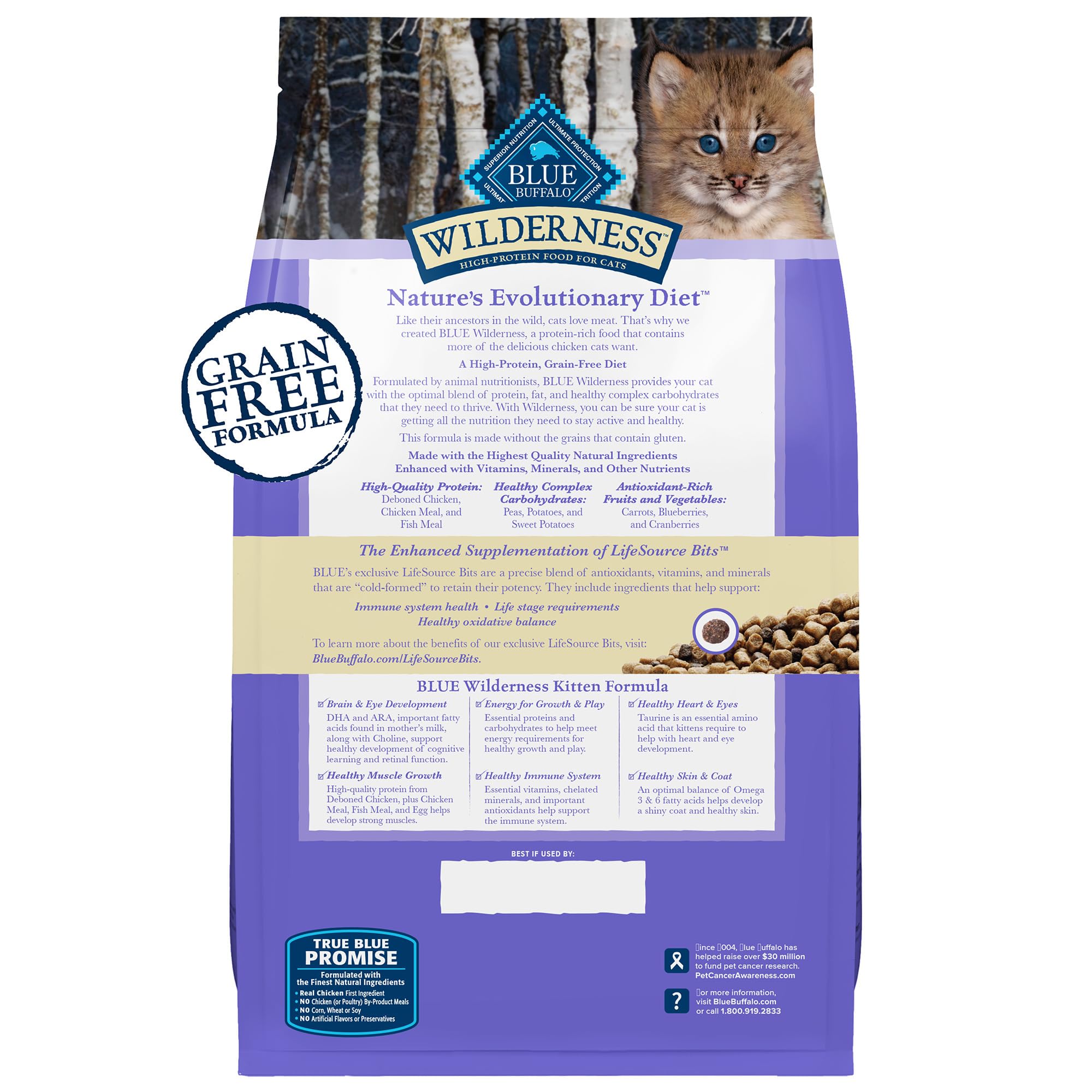Blue Buffalo Wilderness Kitten Dry Food Formulated for kittens with balanced nutrients.