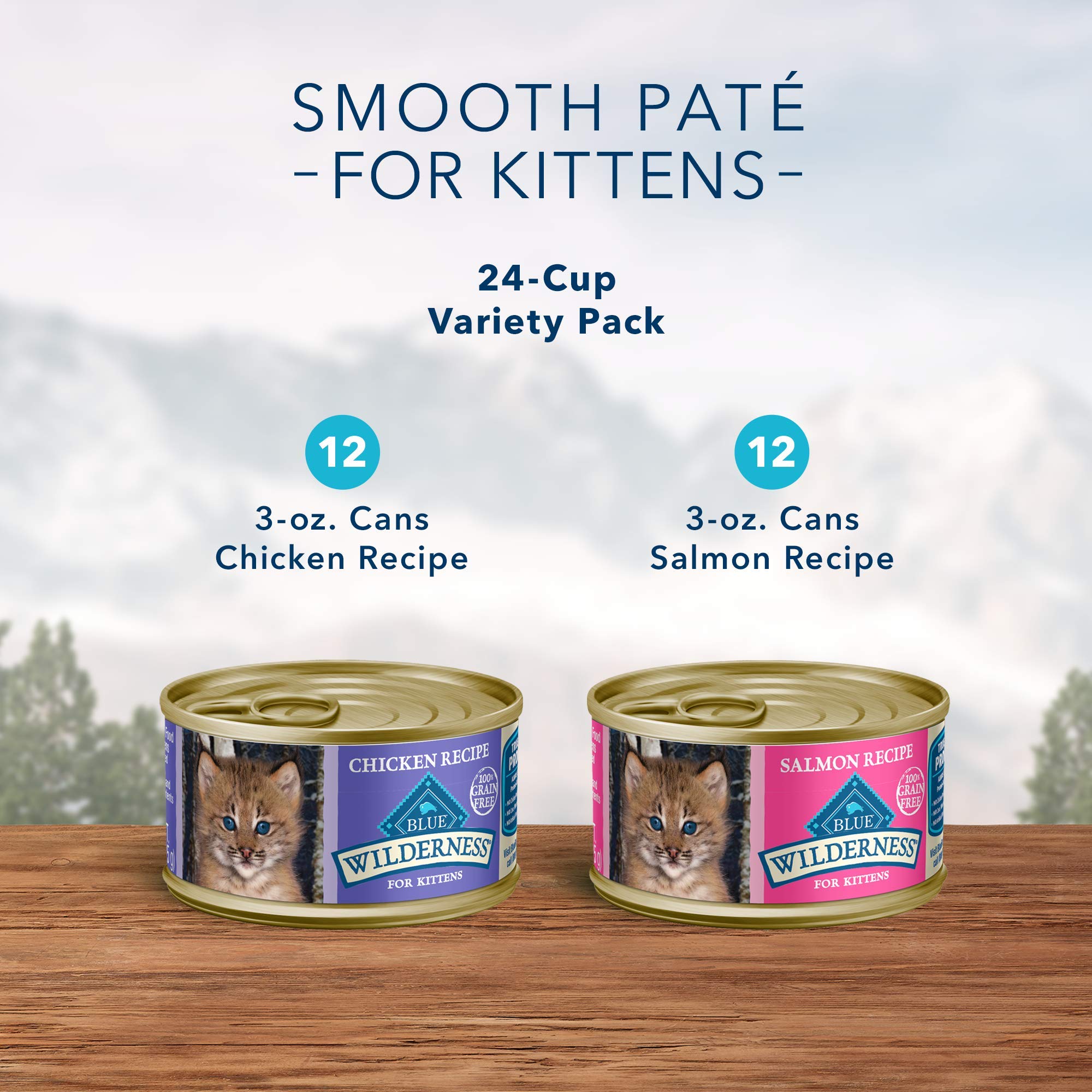 Blue Buffalo Wilderness kitten pate salmon 3oz can supporting cognitive development