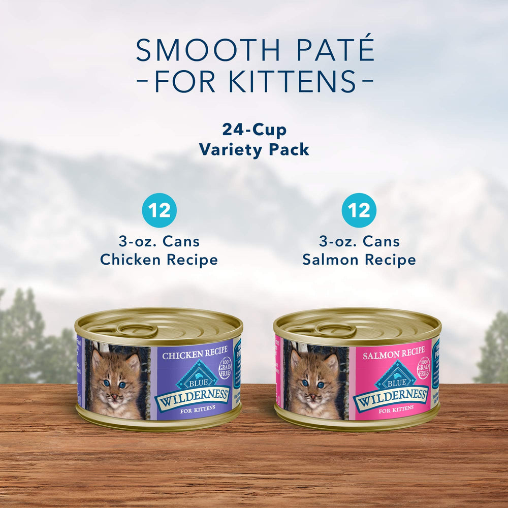 Blue Buffalo Wilderness kitten pate salmon 3oz can supporting cognitive development